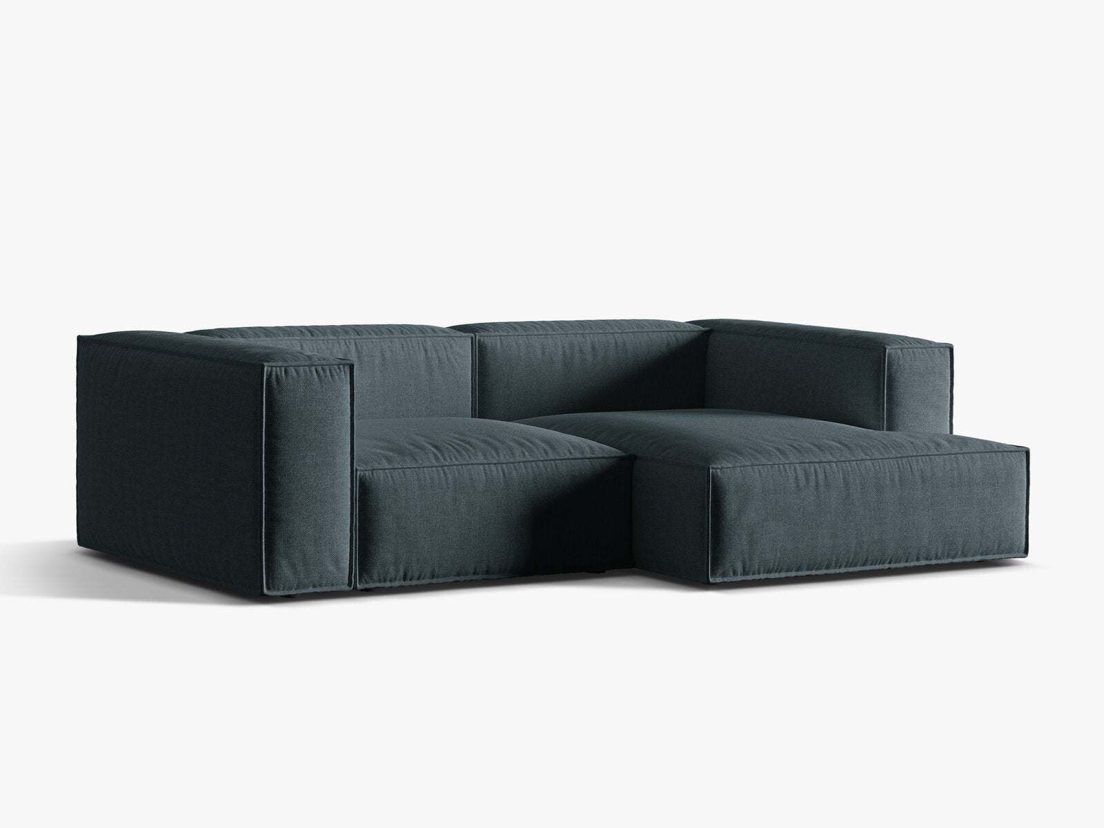 Micadoni Ecksofa Nuria 3-Sitzer Rechts Strukturierter Stoff Dunkel Petrol