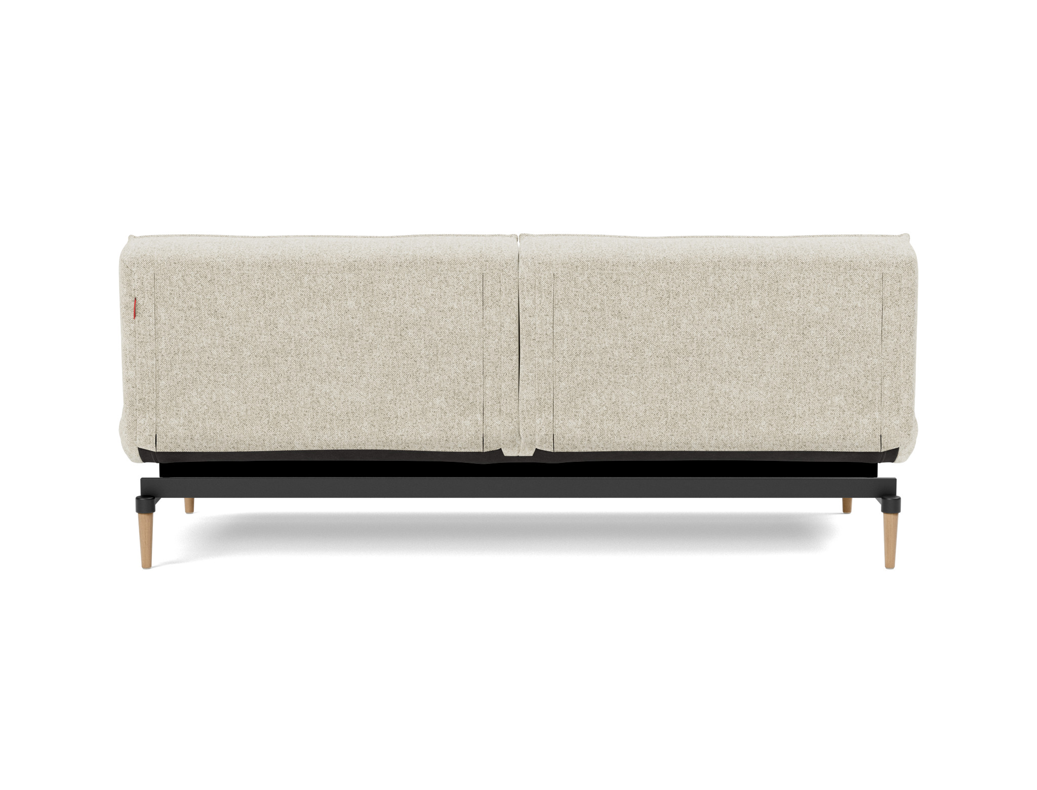 Schlafsofa Splitback Strukturierter Stoff Taura 357-Off-White Beine Styletto Eiche hell