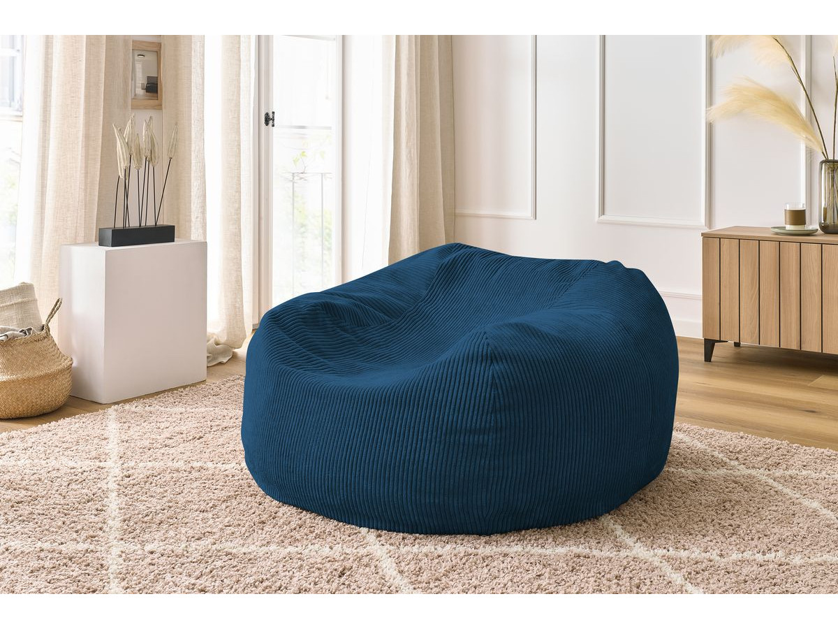 Bobochic Voltaire Pouf 120 × 70 cm Cordsamt Dunkelblau