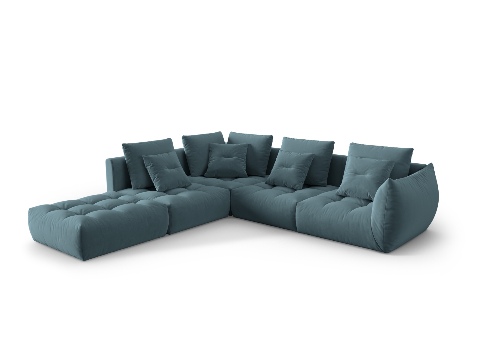 Micadoni Ecksofa Bloom 5-Sitzer Links Samt Pastellblau