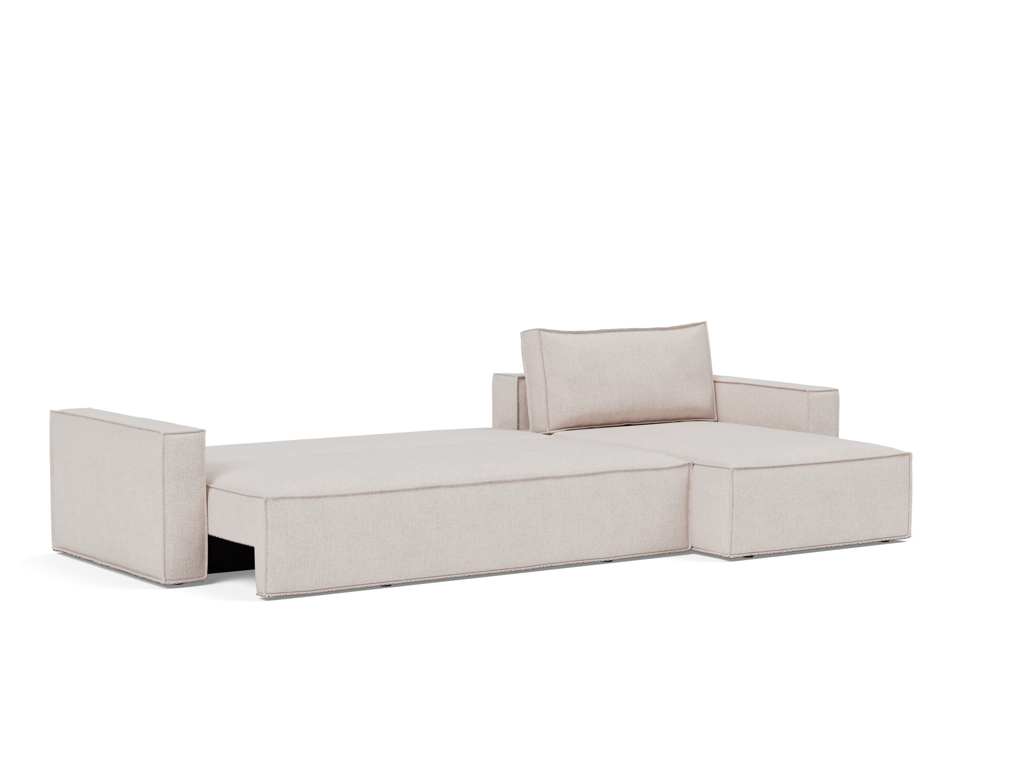 Schlafsofa Newilla mit Chaiselongue Strukturierter Stoff Weda 300-Weda-Sand