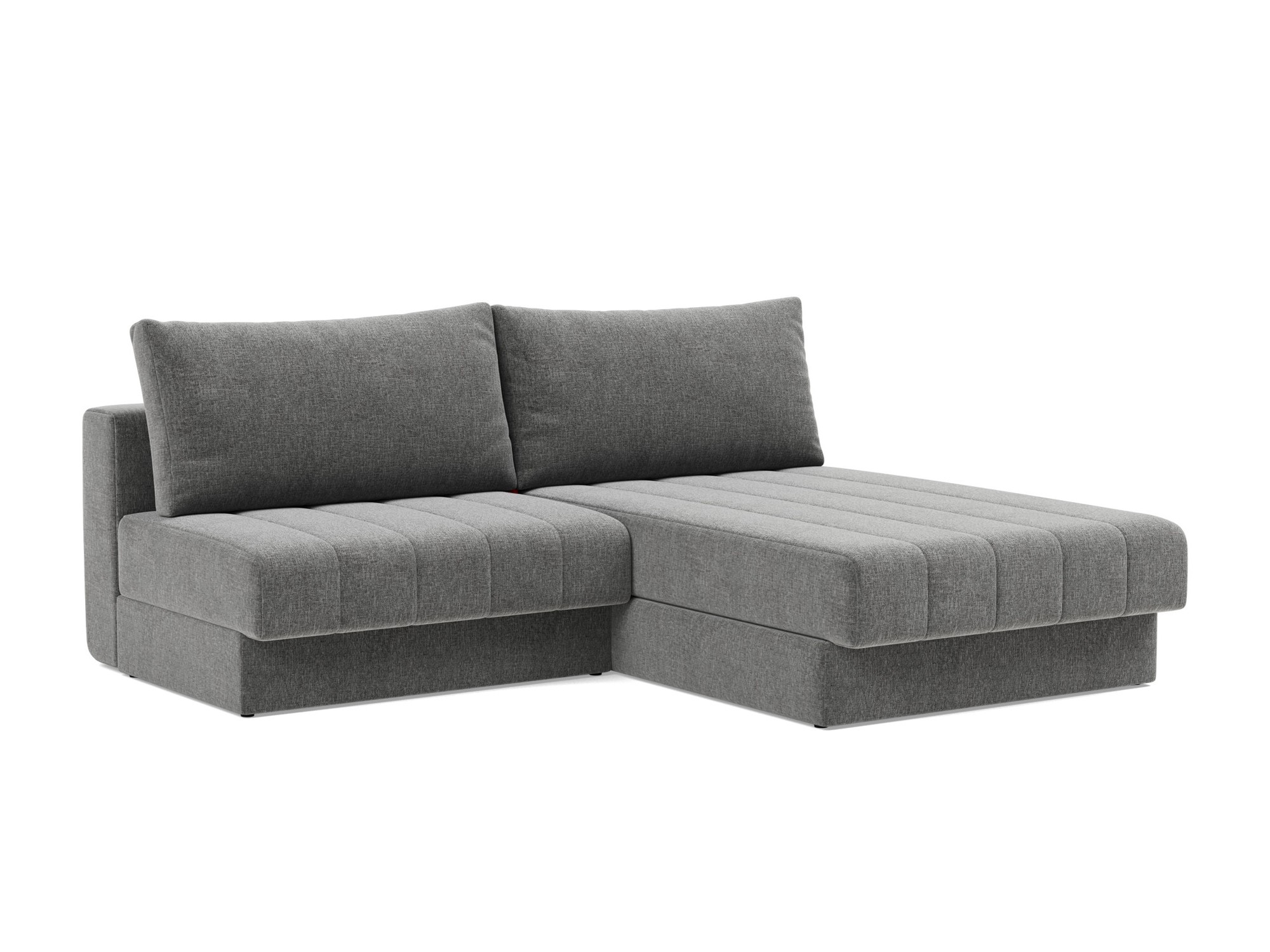 Schlafsofa Akello mit Chaiselongue Strukturierter Stoff Twist 563-Charcoal