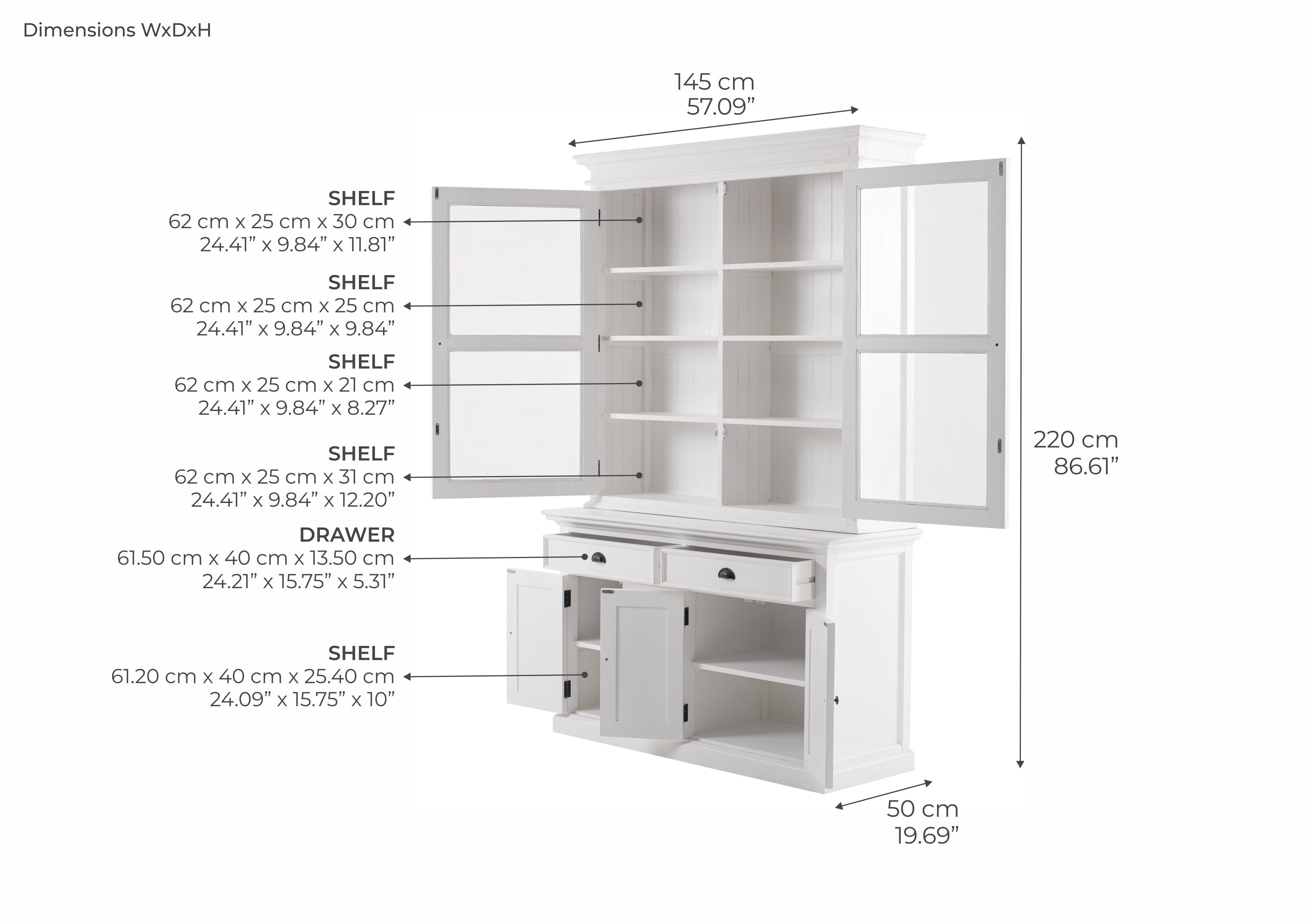 Novasolo Halifax Vitrinenschrank mit Glaseinsatz