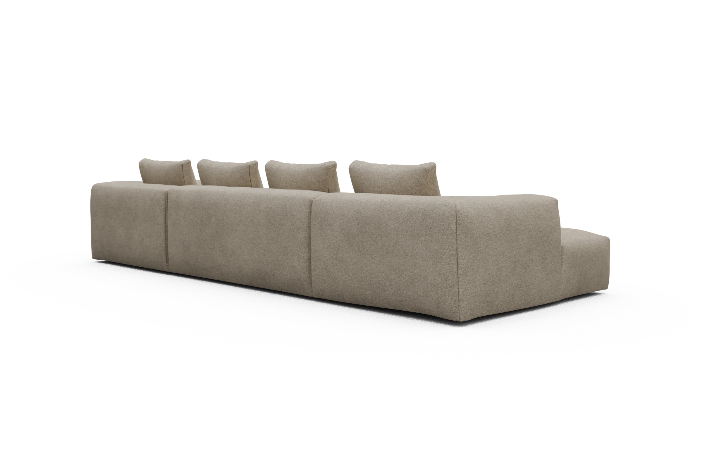 Wohnlandschaft Fred Relax-Ecke rechts mit 2-Sitzer und Chaiselongue links Boucle-Belge