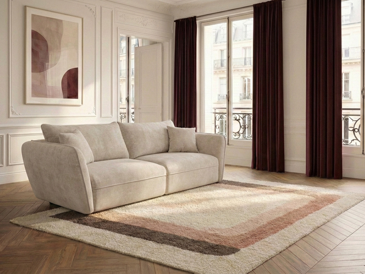Bobochic Luigi Sofa 3-Sitzer Strukturstoff Beige