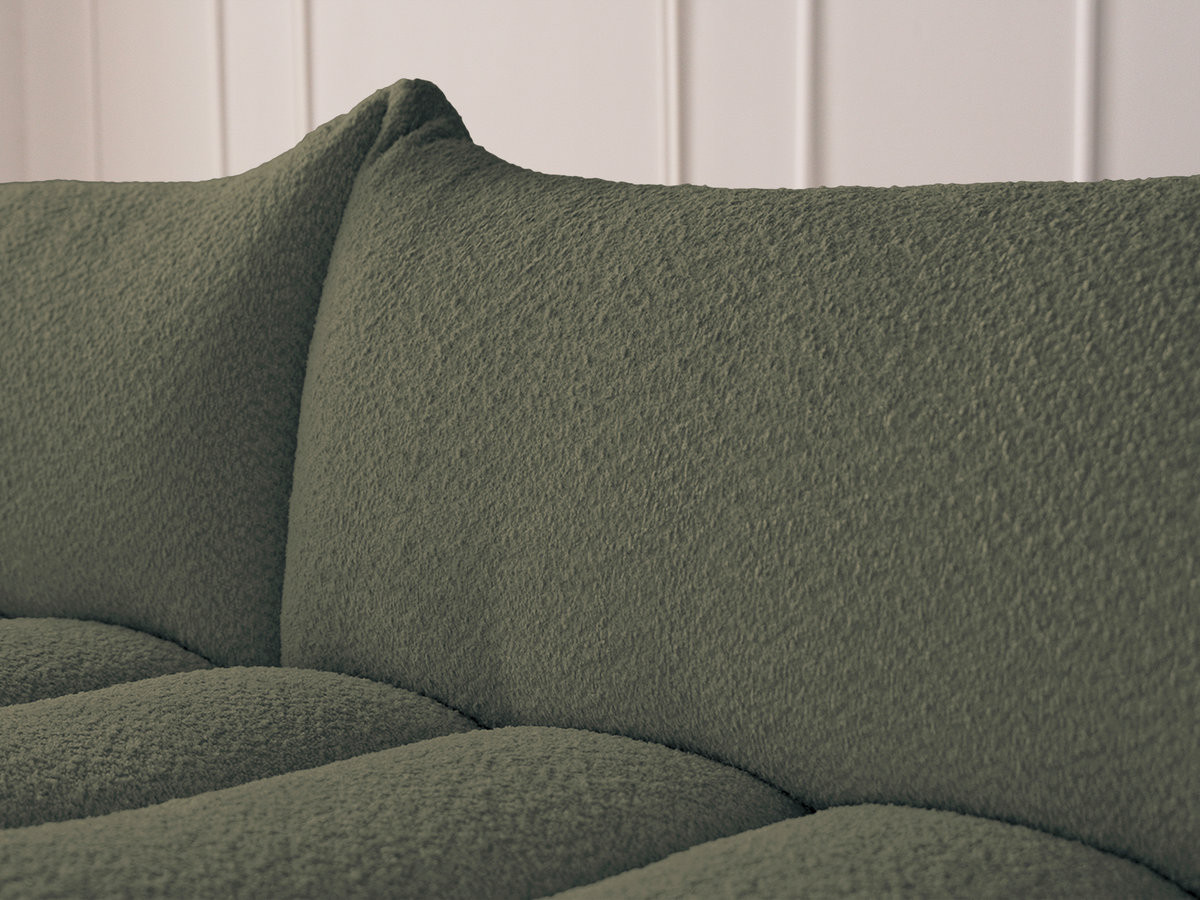 Bobochic Azra Ecksofa mit Pouf 319 × 178 cm Bouclé-Stoff Grün Ecke links