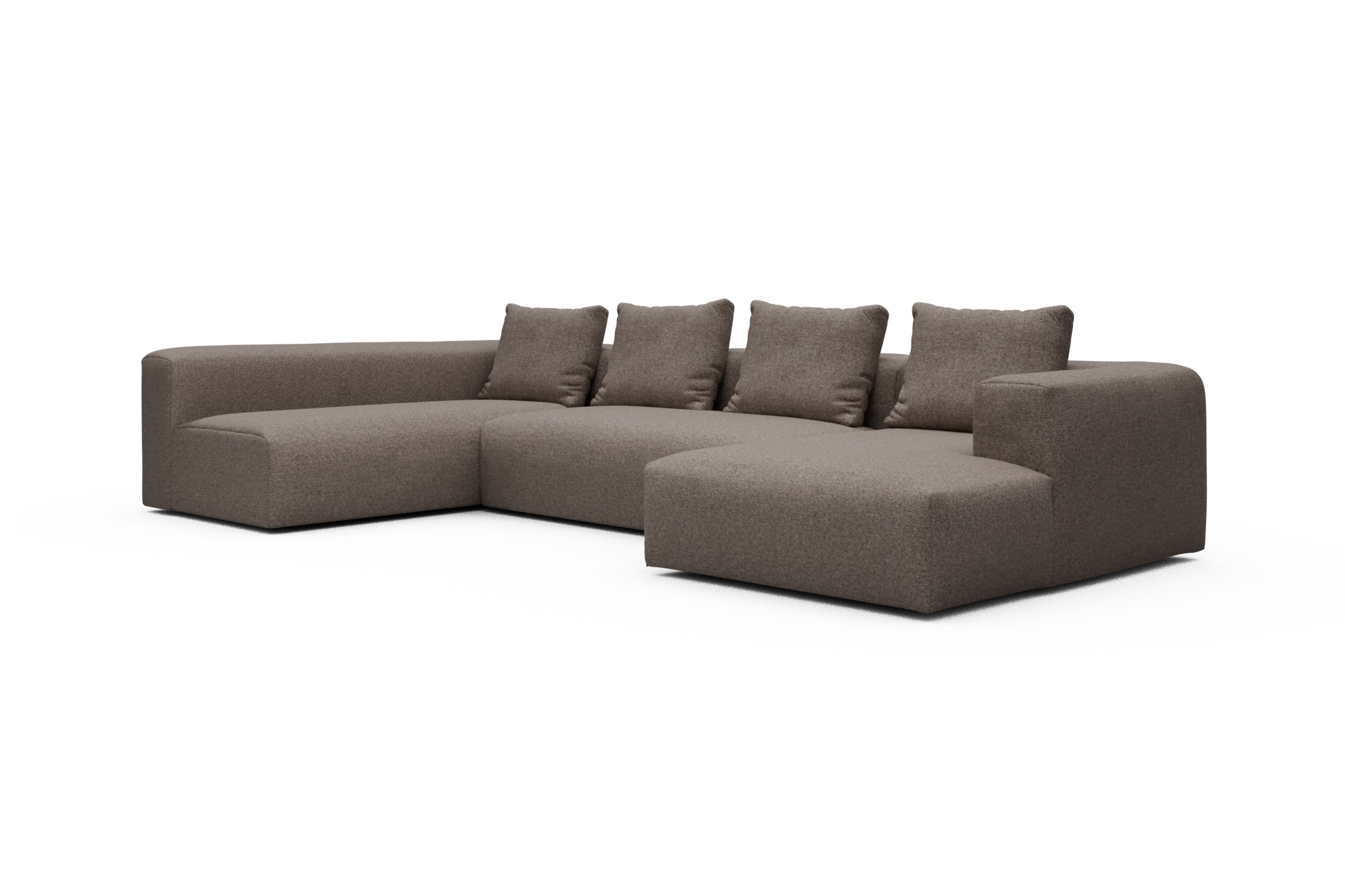 Wohnlandschaft Fred Chaiselongue rechts mit 2-Sitzer und lange Armlehne links Sama-Stone