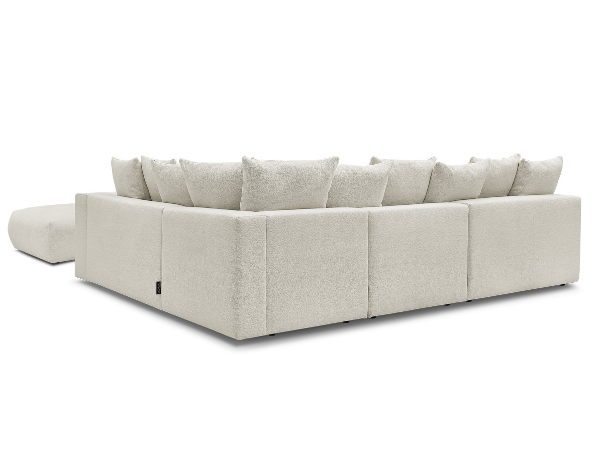 Bobochic Voltaire Ecksofa mit Pouf 322 × 268 cm Melange-Stoff Weiß Ecke rechts