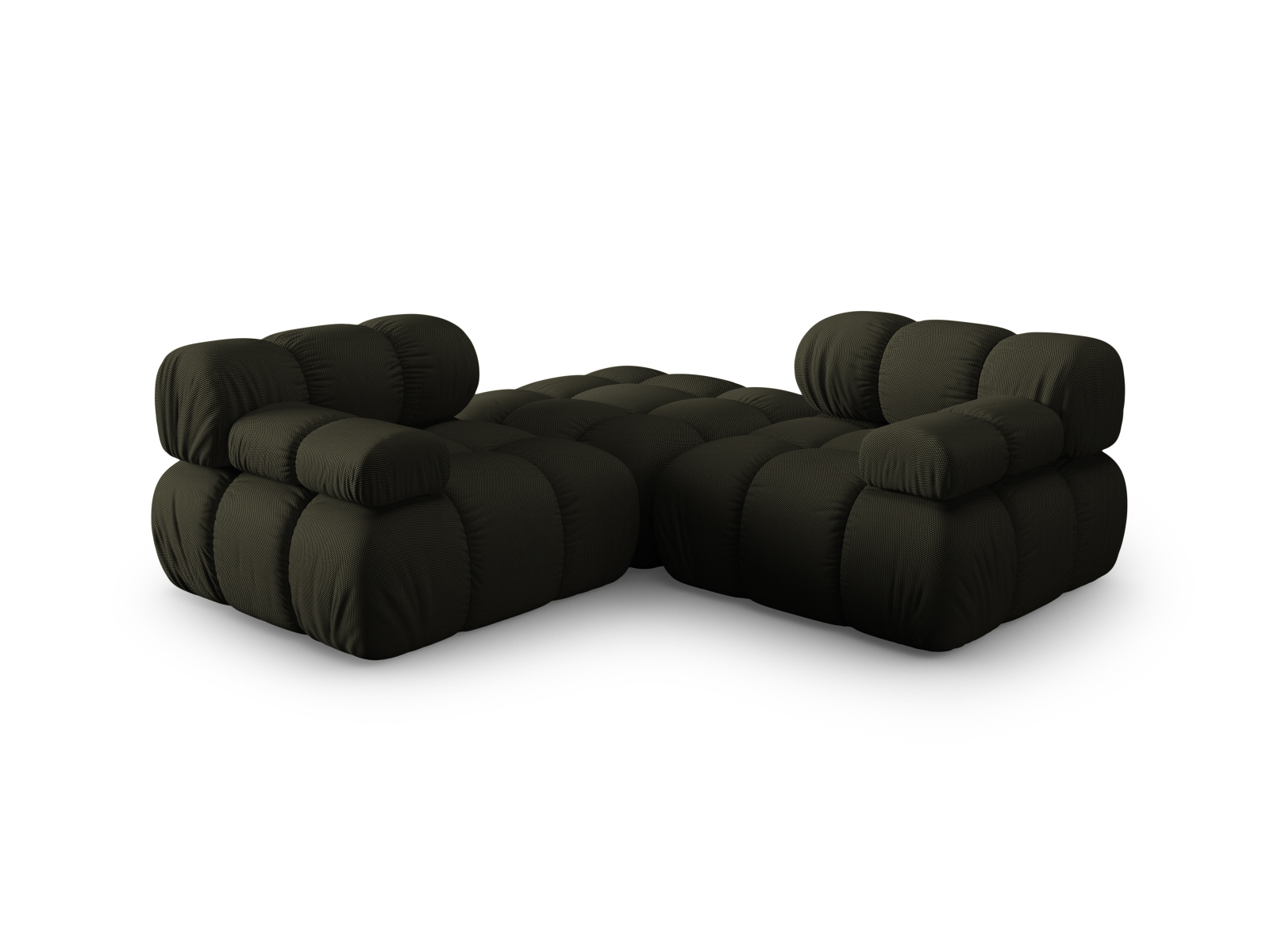 Micadoni Modulares Sofa Bellis 3-Sitzer mit flachem Modul 3D-Stoff Sonic Amazonas Grün