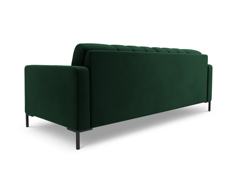 Cosmopolitan Design Sofa Bali 3-Sitzer Samt Bluvel Flaschengrün Beine Schwarzes Metall