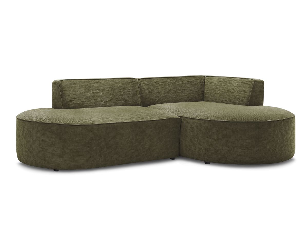 Bobochic Rousseau Ecksofa Strukturstoff Grün Ecke rechts