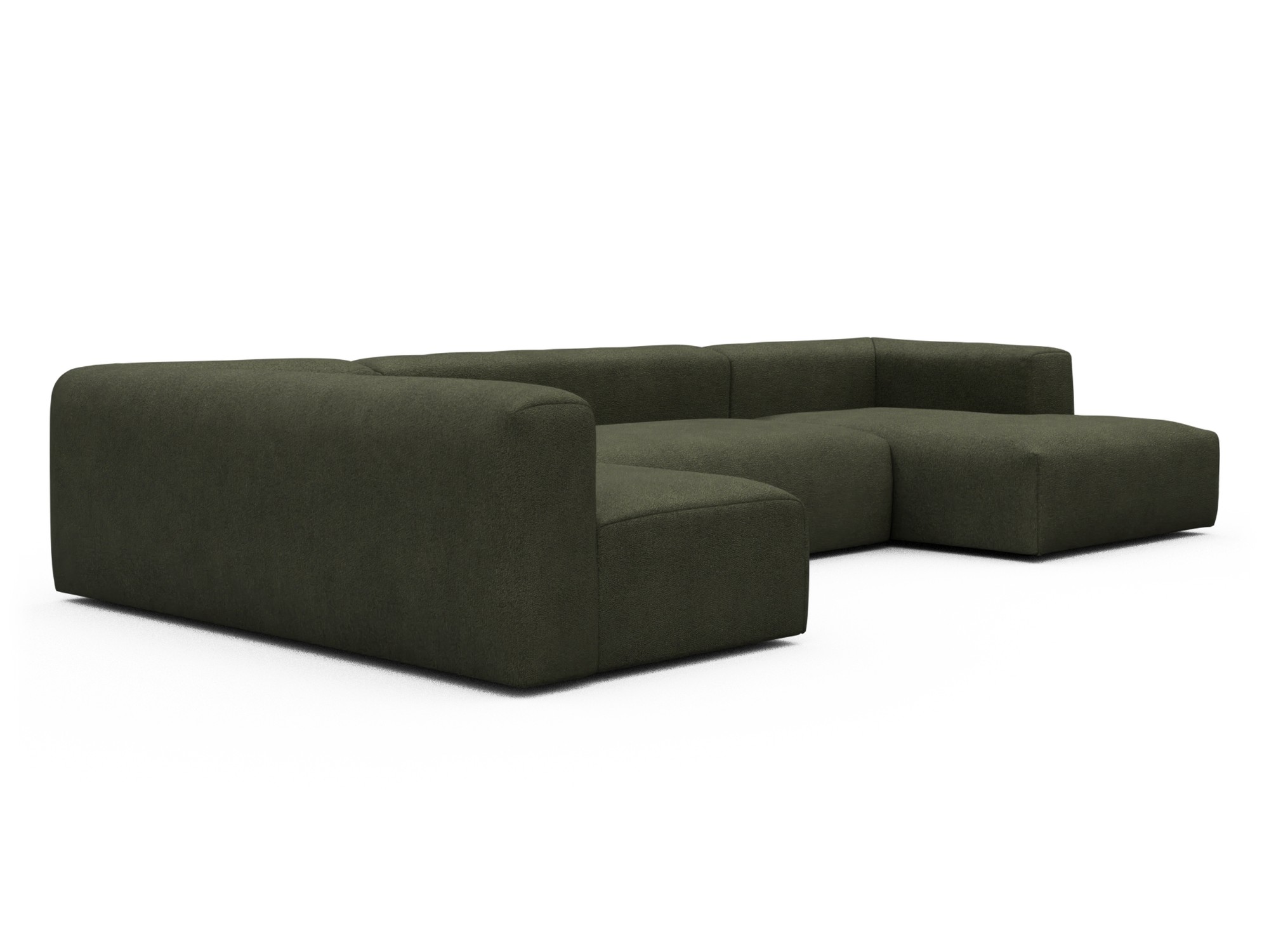 Skandi Home Wohnlandschaft Fred Chaiselongue rechts mit 2-Sitzer und lange Armlehne links Boucle-Forest-Green moebelfaktor