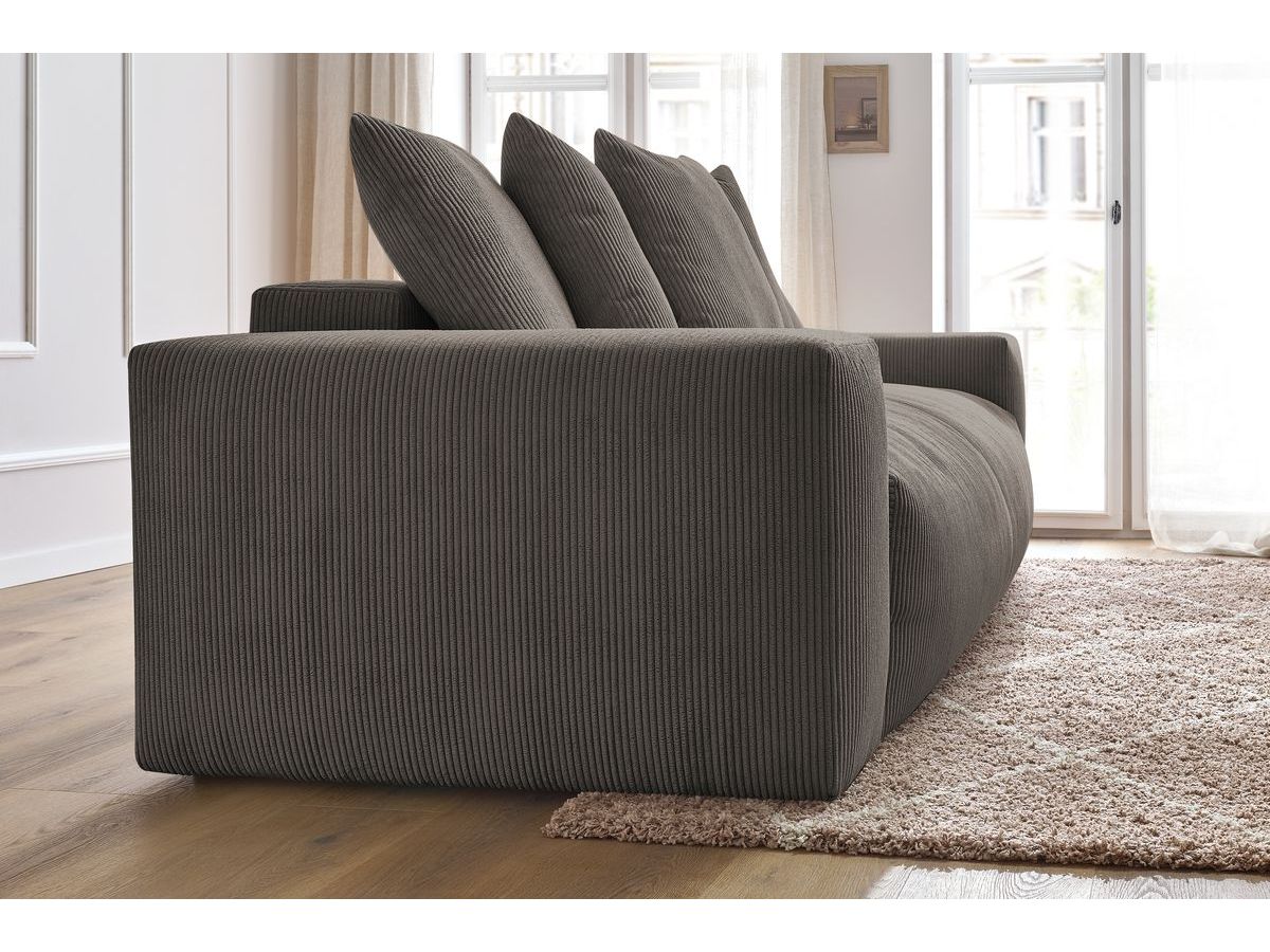 Bobochic Voltaire Schlafsofa 3-Sitzer mit Bettkasten Cordsamt Taupe