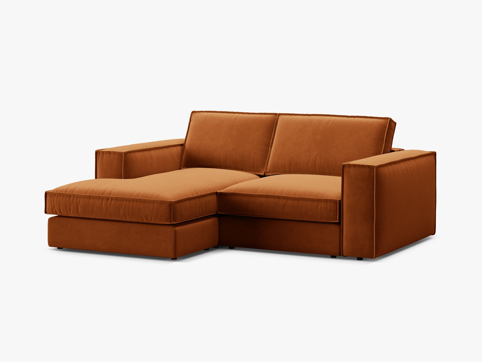Micadoni modulares Ecksofa Pola 2-Sitzer kleine Version Links Samt Salvador Terrakotta