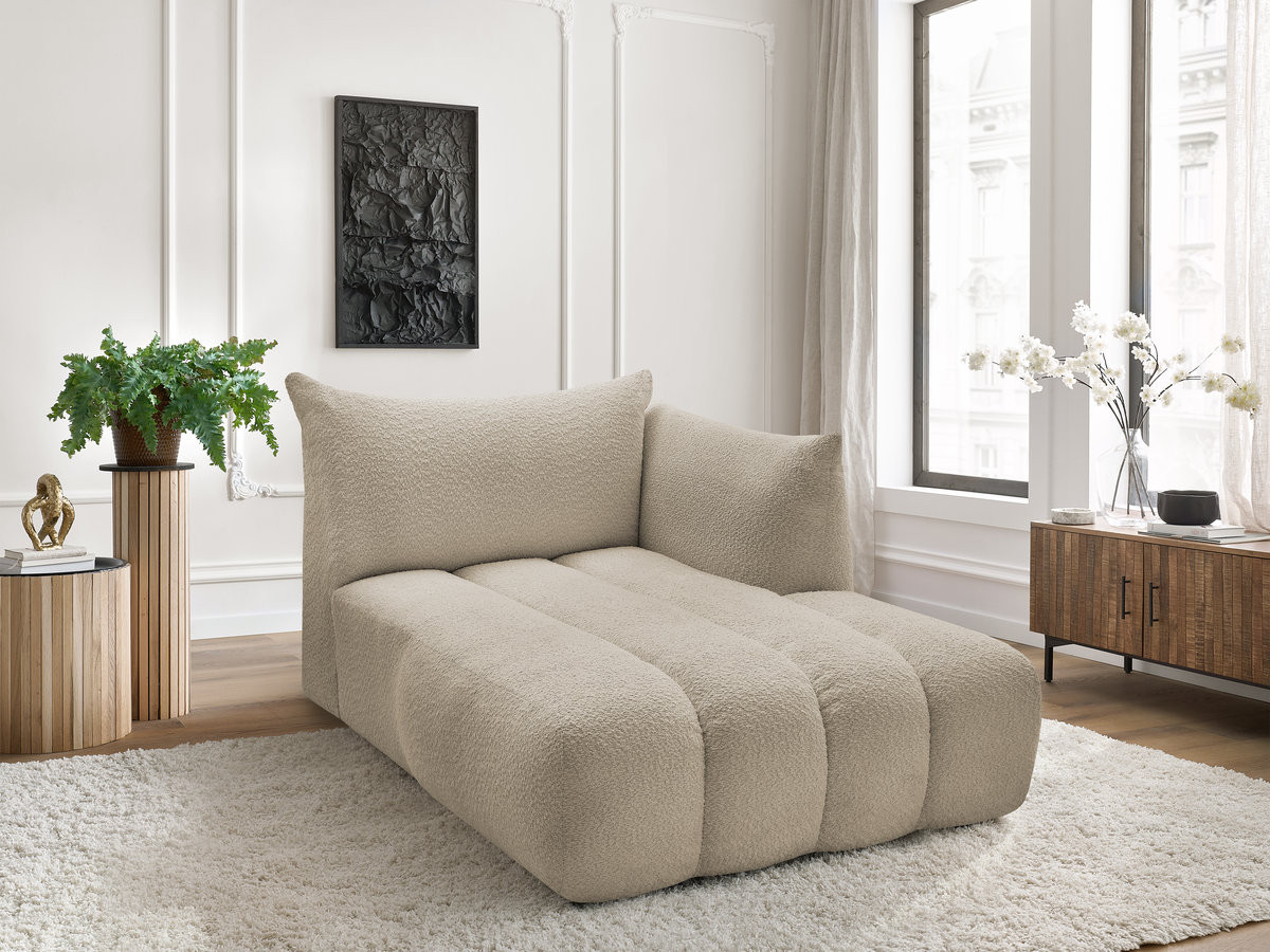 Bobochic Azra Méridienne-Modul Bouclé-Stoff Beige Ecke rechts
