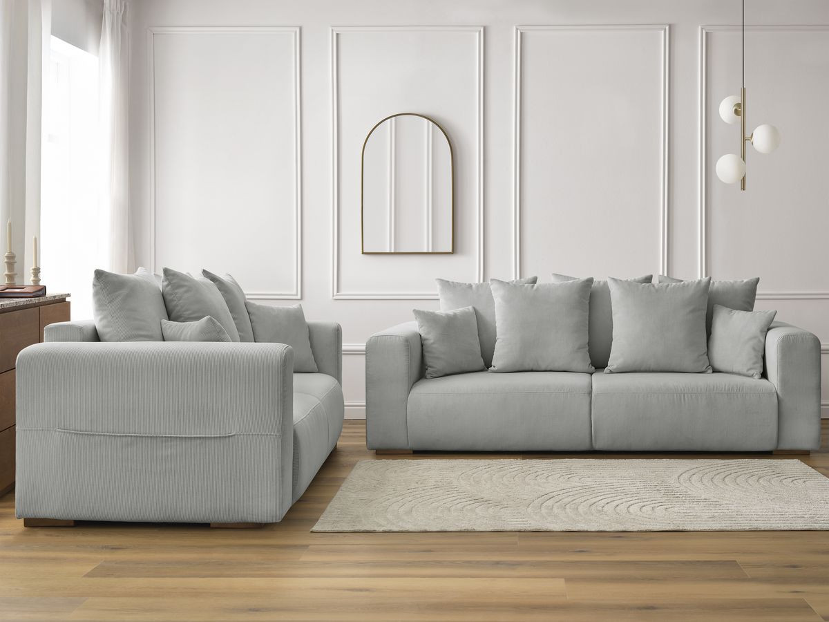 Bobochic Sidonie Sofa 5-Sitzer Cordsamt Hellgrau
