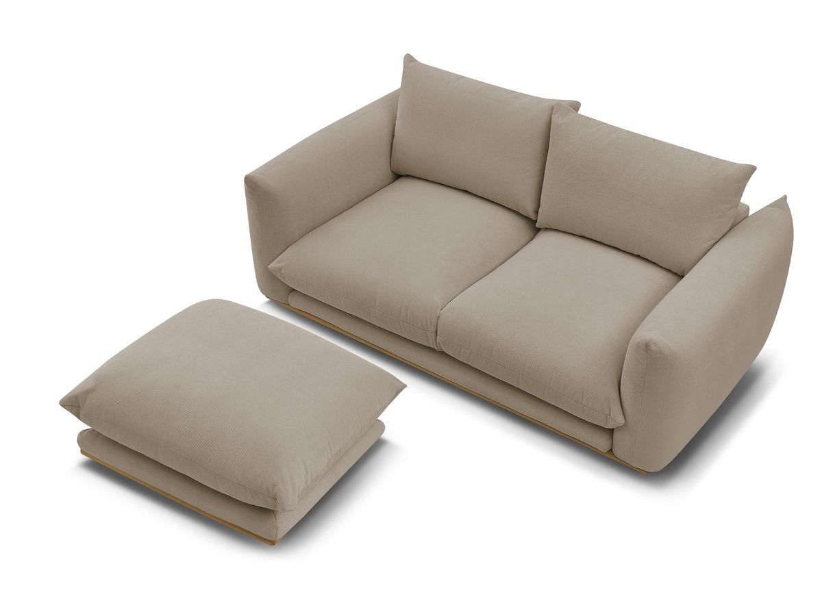 Bobochic Ernest Sofa 3-Sitzer mit Pouf 193 × 106 cm Stoff Taupe
