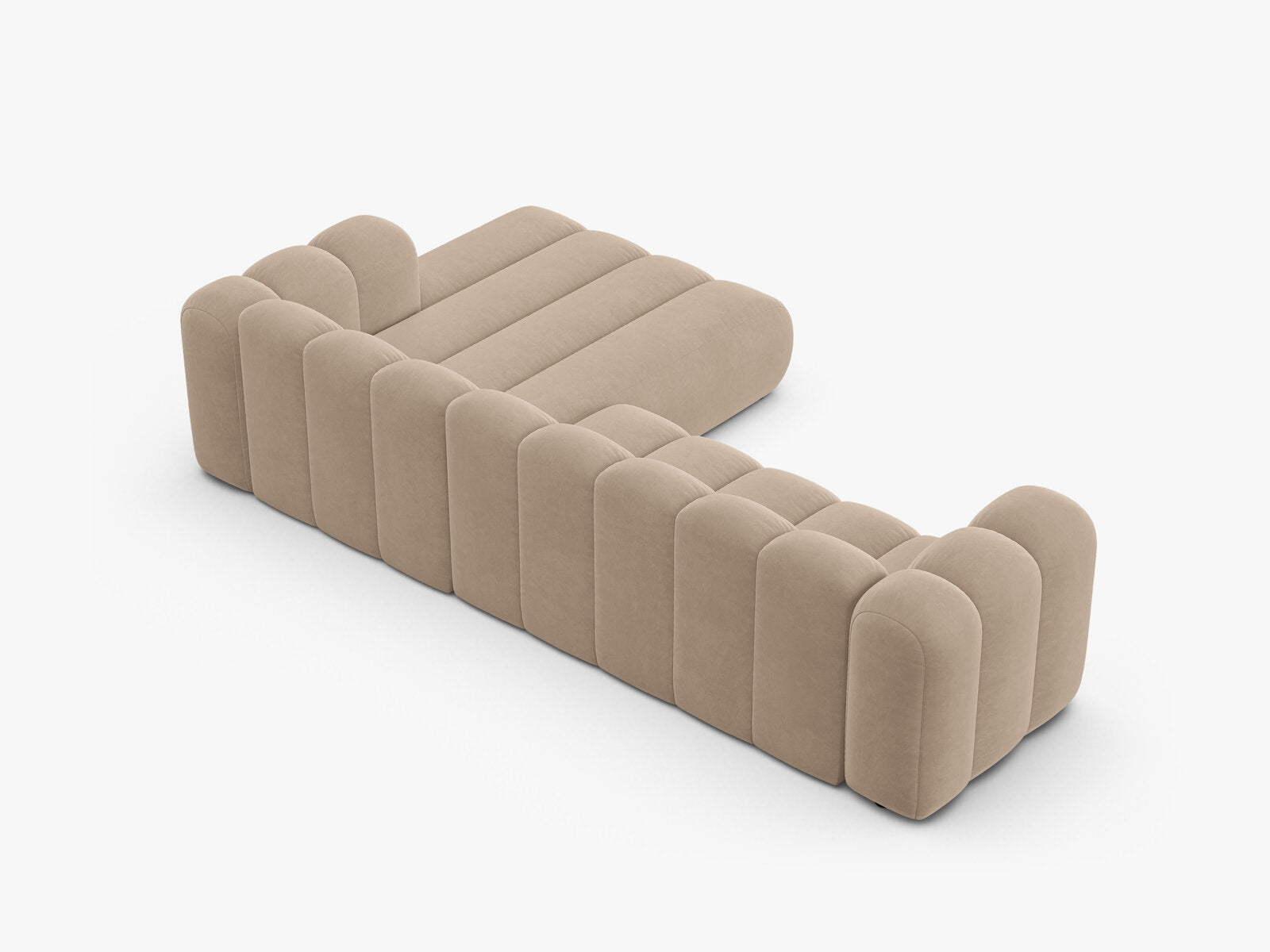 Micadoni Modulares Ecksofa Lupine 4-Sitzer Samt Venus Beige Rechts