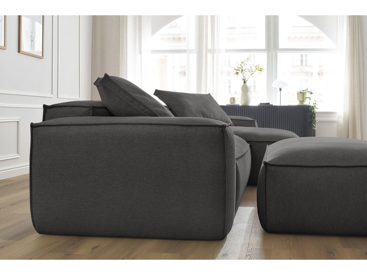 Bobochic Boheme Ecksofa mit Pouf Melange-Stoff Dunkelgrau