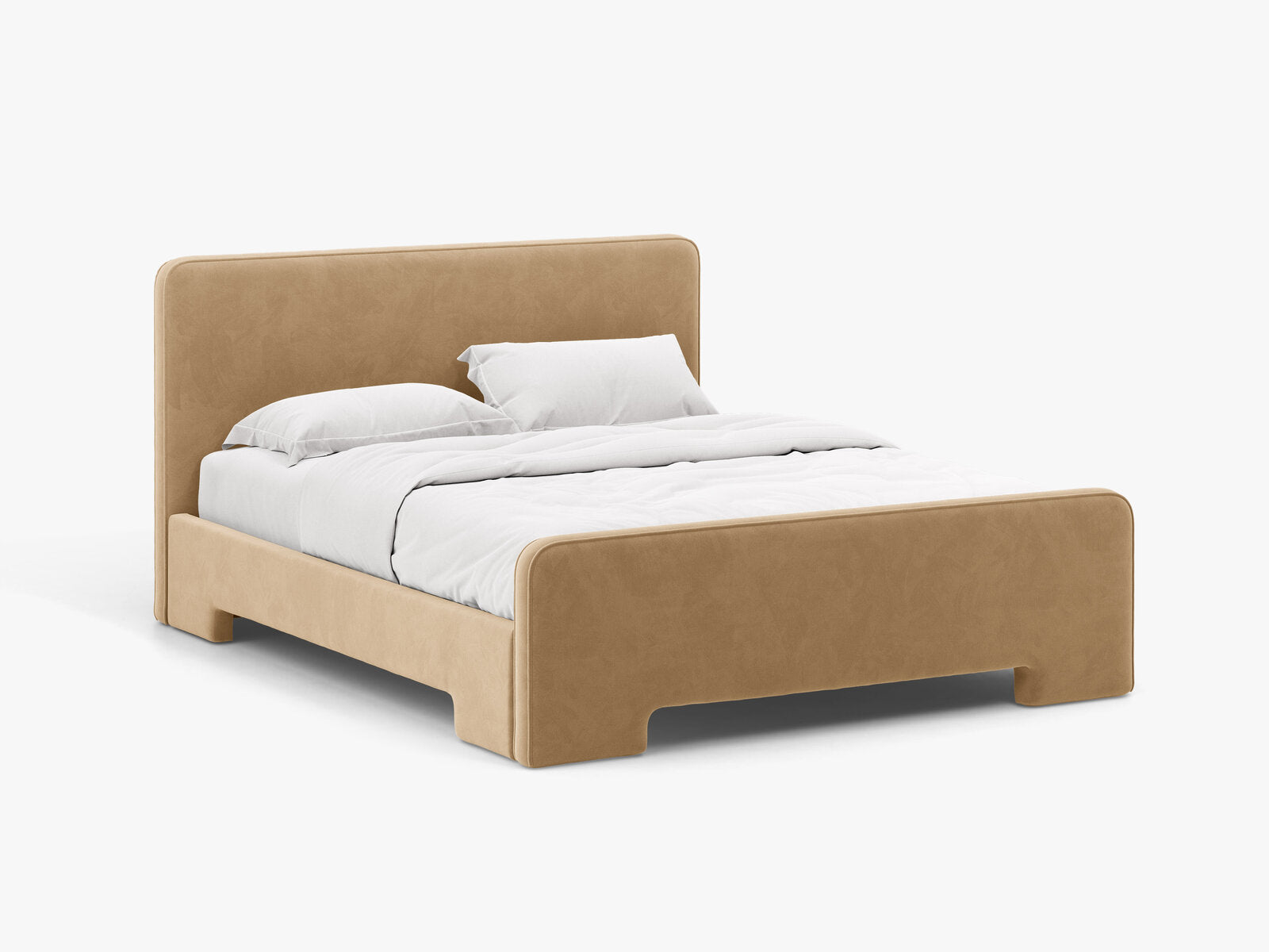 Micadoni Eda Bett mit Kopfteil Samt Casino Mandelbeige 140x200