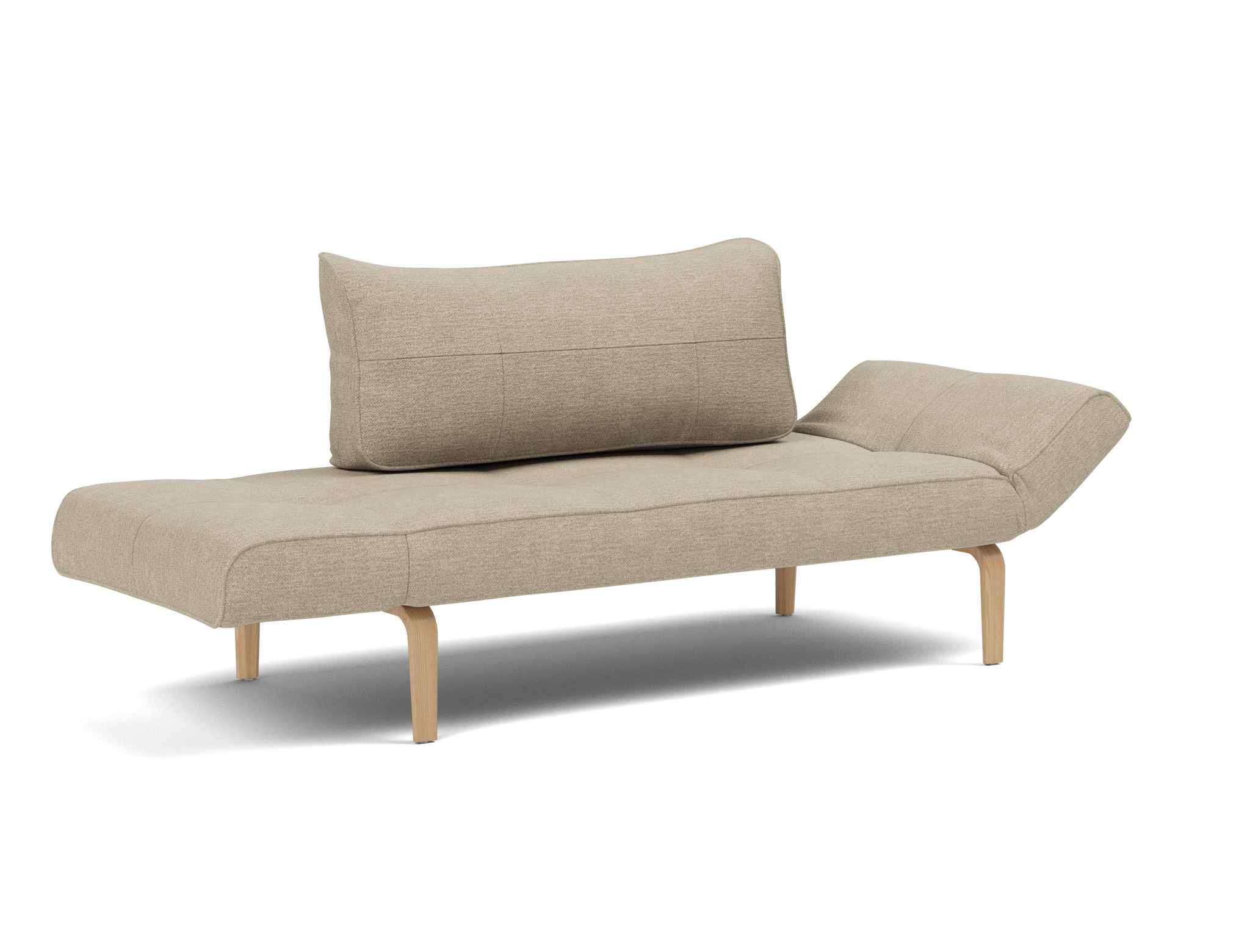 Tagesbett Zeal Strukturierter Stoff Taura 356-Sand Beine Bow Eiche