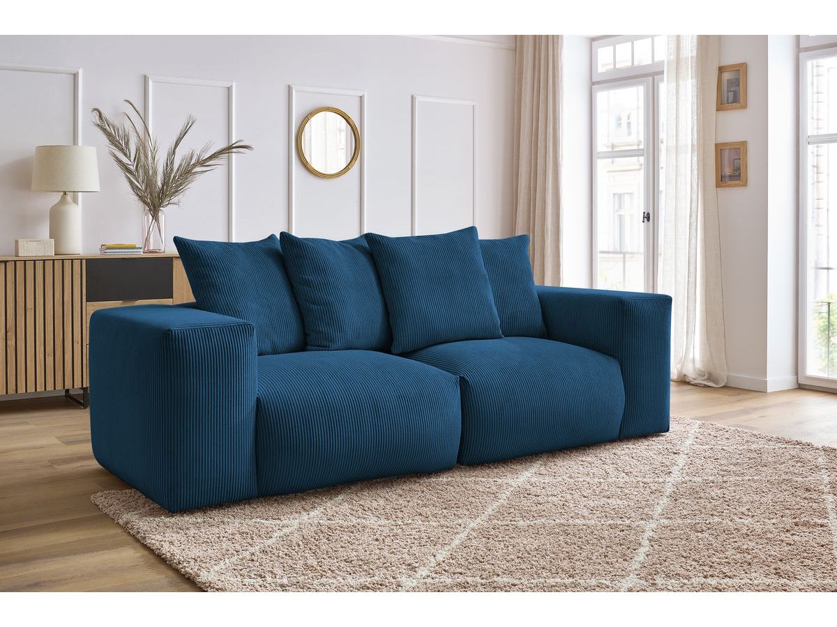 Bobochic Voltaire Sofa 3-Sitzer 248 × 100 cm Cordsamt Dunkelblau