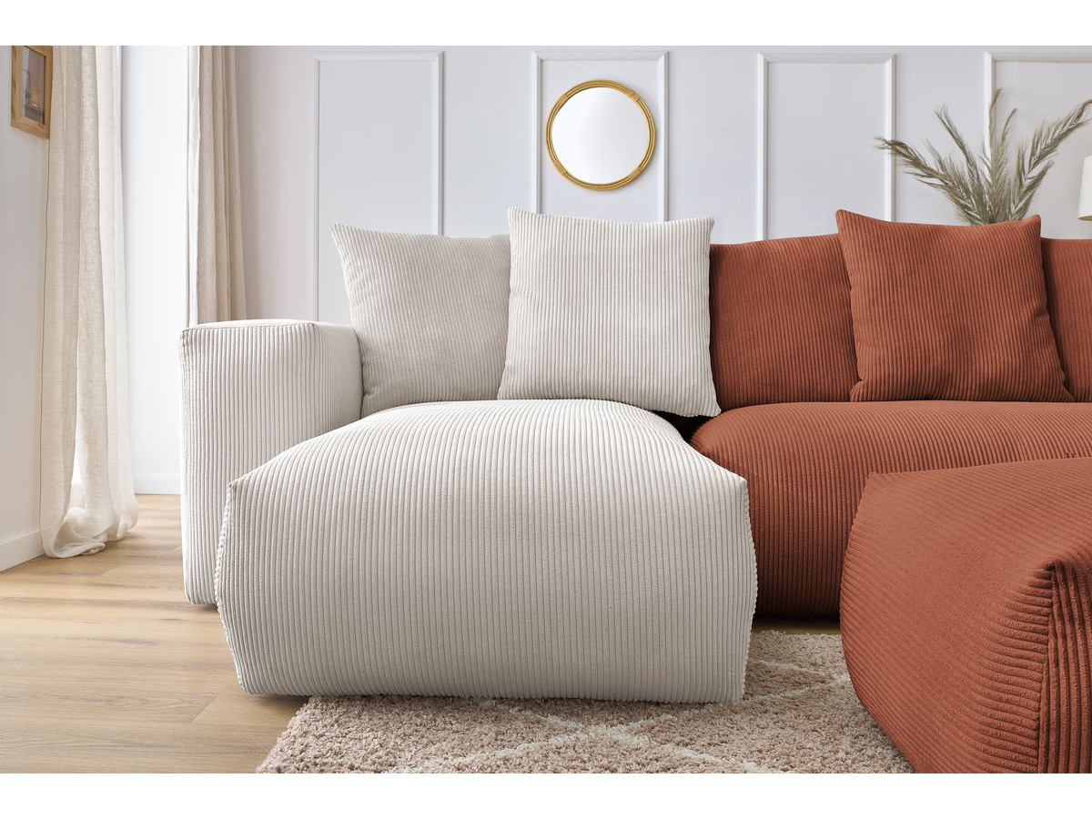 Bobochic Voltaire Wohnlandschaft mit Pouf 356 × 214 cm Cordsamt Mehrfarbig Ecke links
