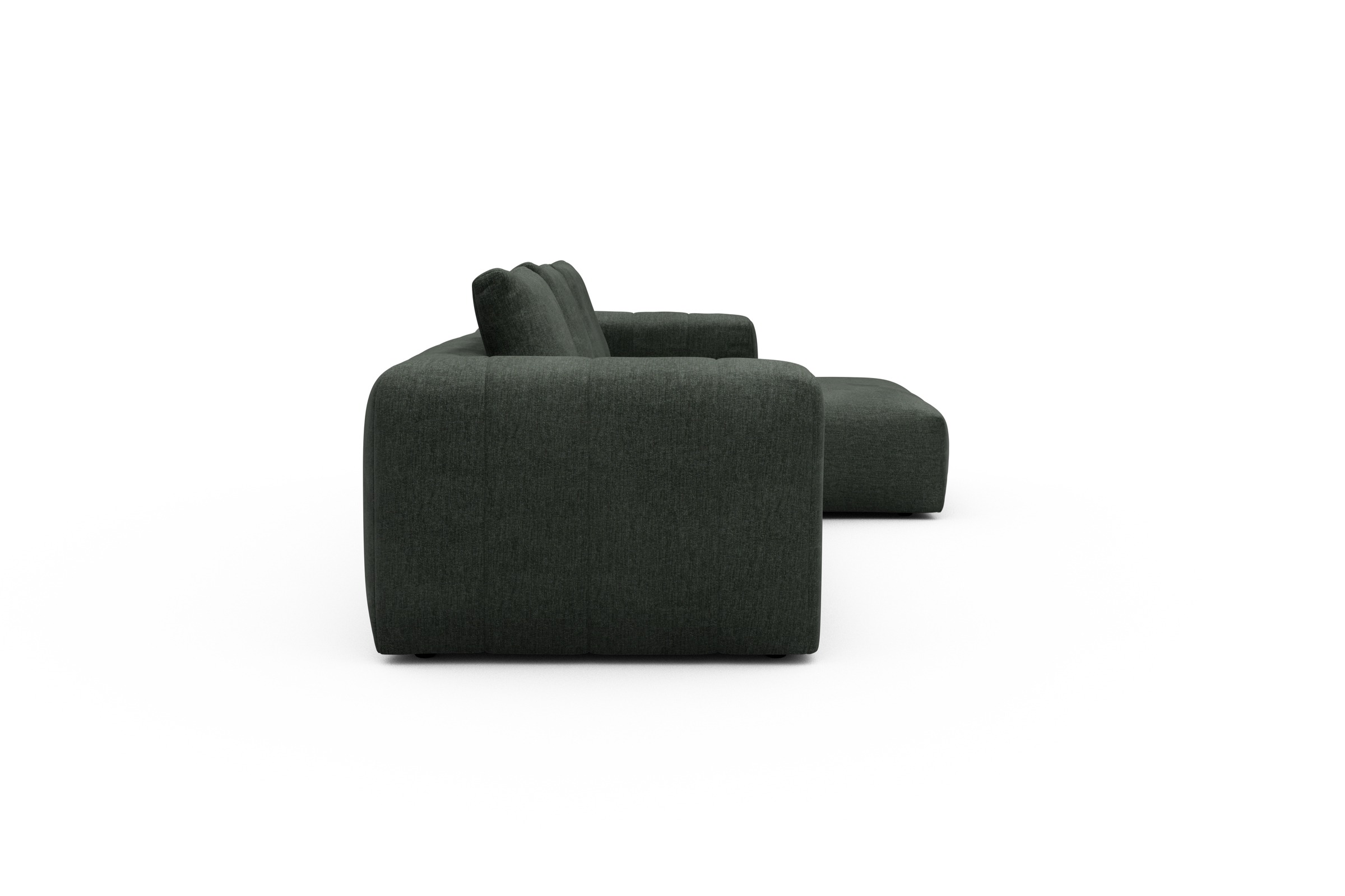 Ecksofa Hugo 2,5-Sitzer Armlehne links mit Chaiselongue Aivi-Pine-Green