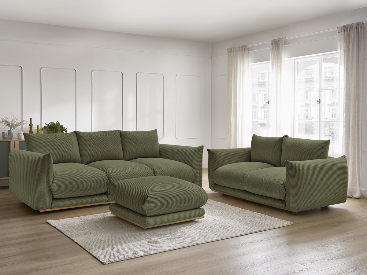 Bobochic Ernest Sofa 5-Sitzer mit Pouf Cordsamt Grün