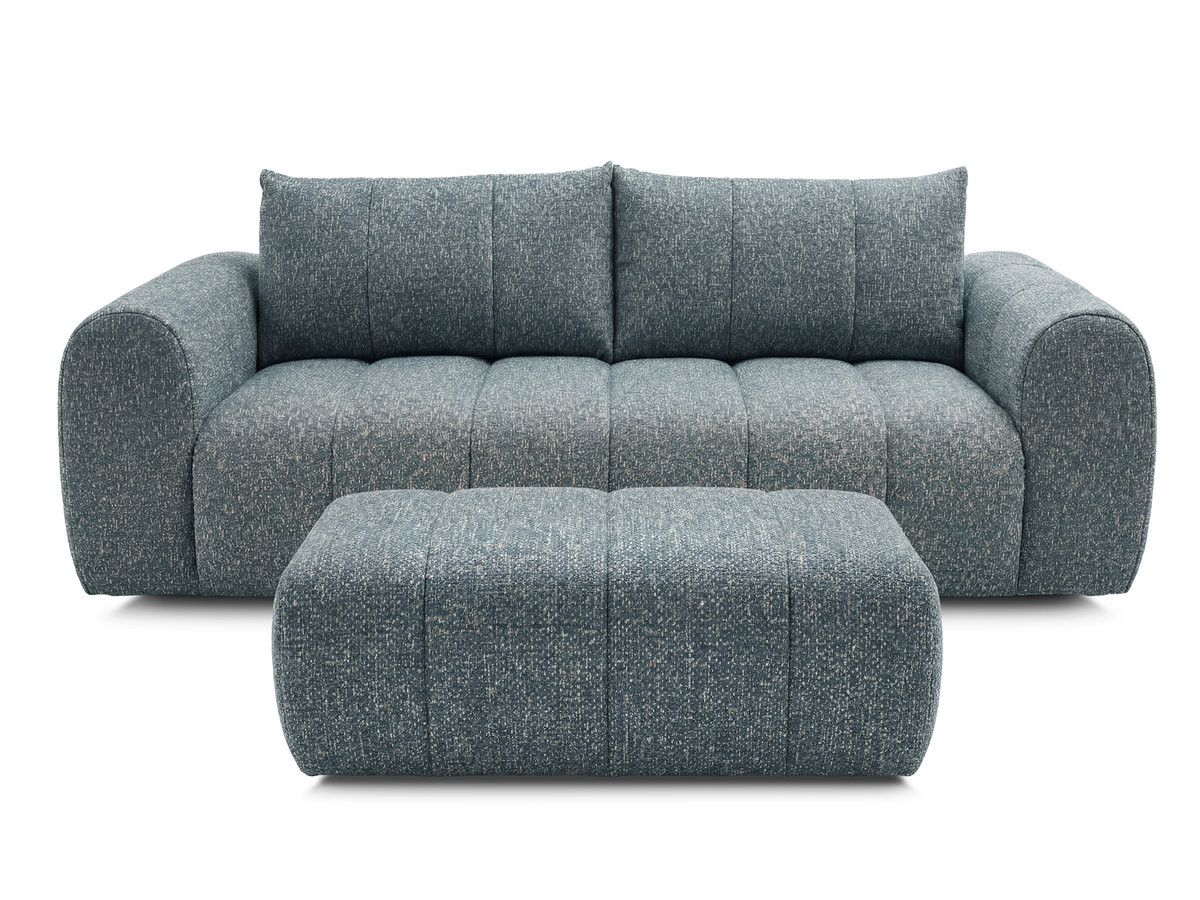 Bobochic Nesty Sofa 3-Sitzer mit Pouf Melange-Stoff Blau