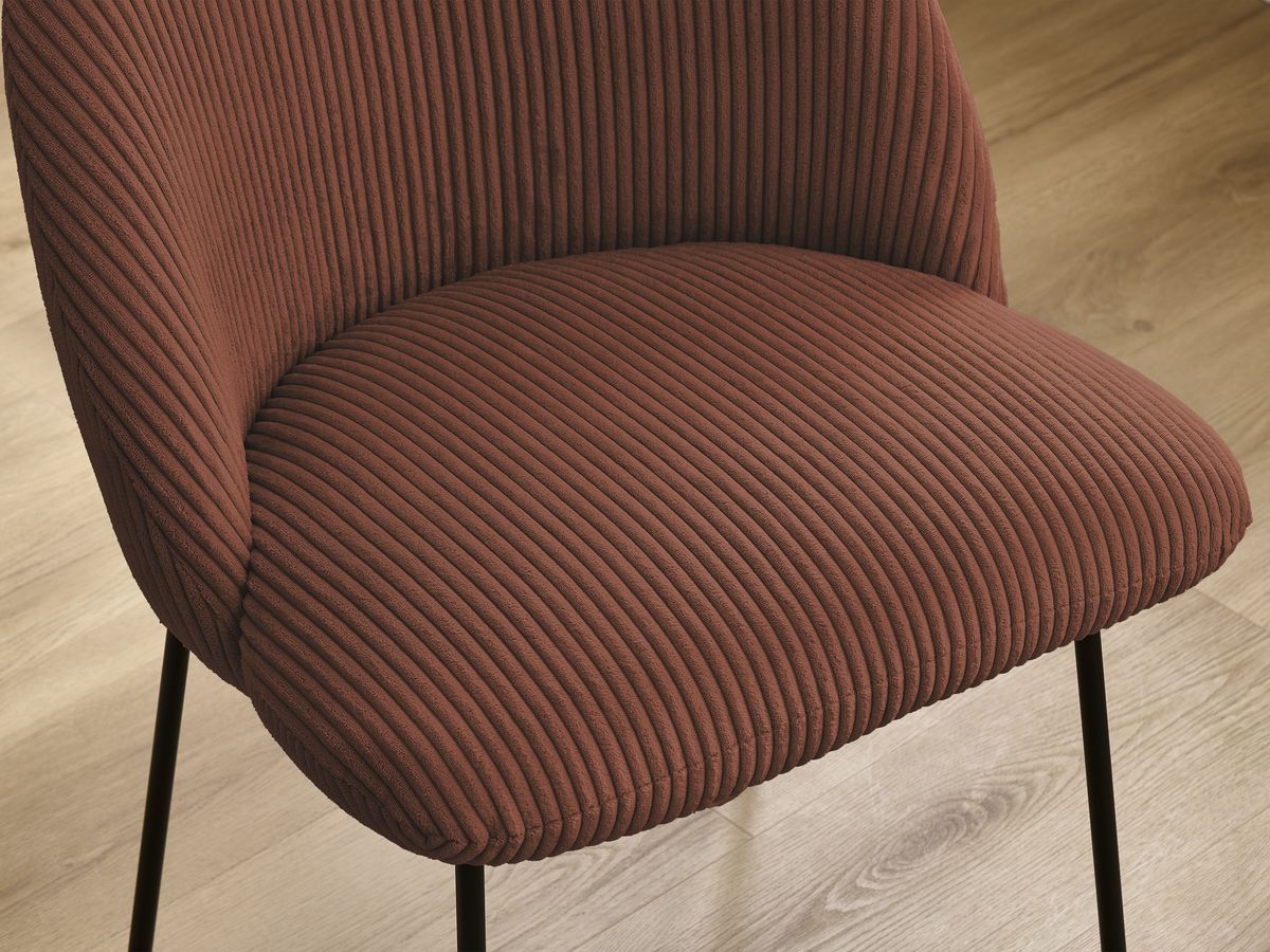 Bobochic Lalie Esszimmerstuhl 2er-Set mit Metallbeinen, schwarz Cordsamt Orange