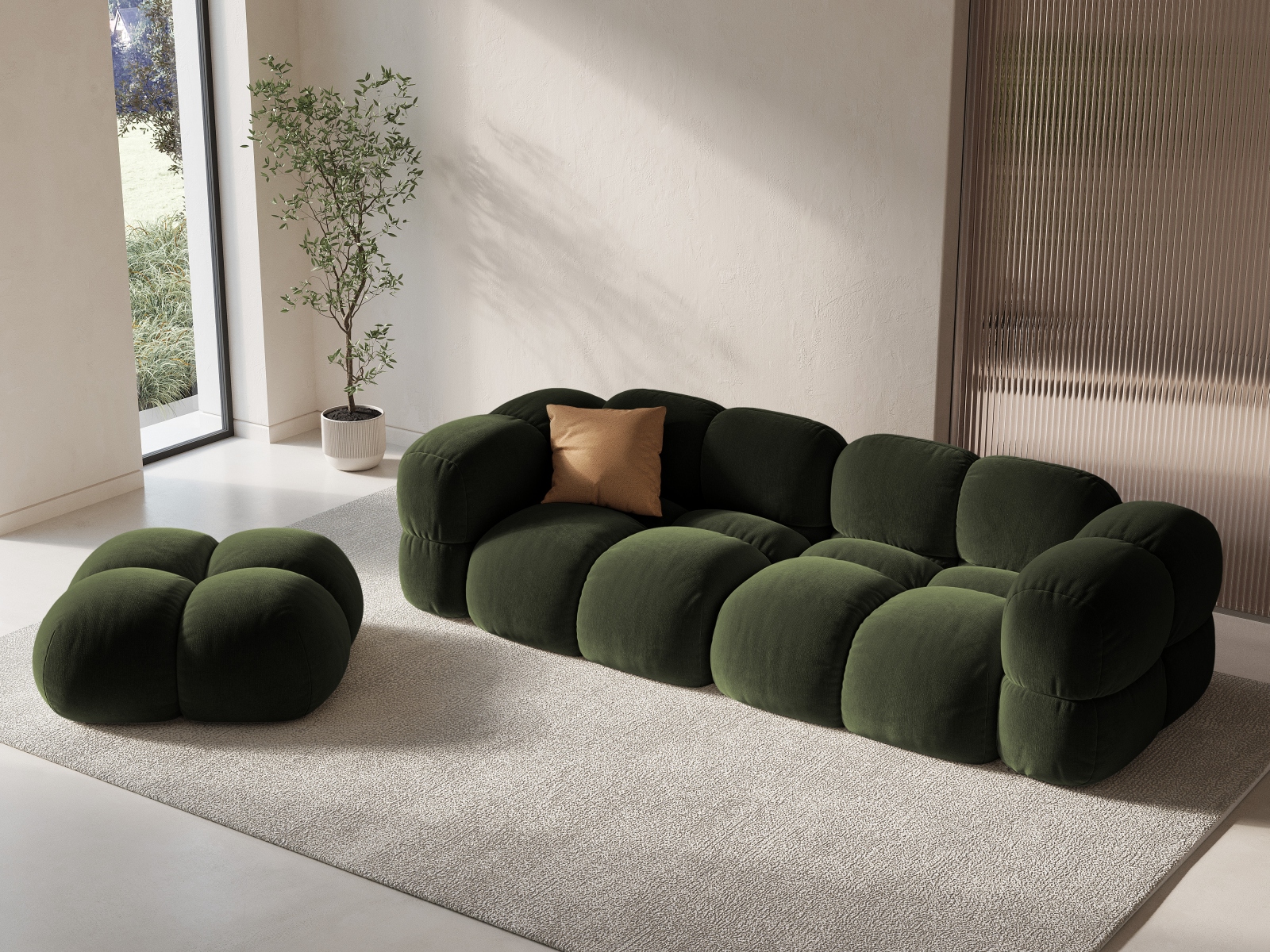 Cosmopolitan Design Sofa Loretto 4-Sitzer Samt Vogue Grün