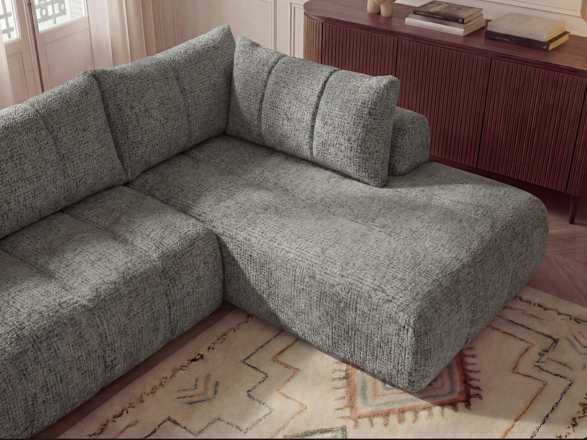 Bobochic Nesty Ecksofa in L-Form, 256 cm Melange-Stoff Dunkelgrau Ecke rechts