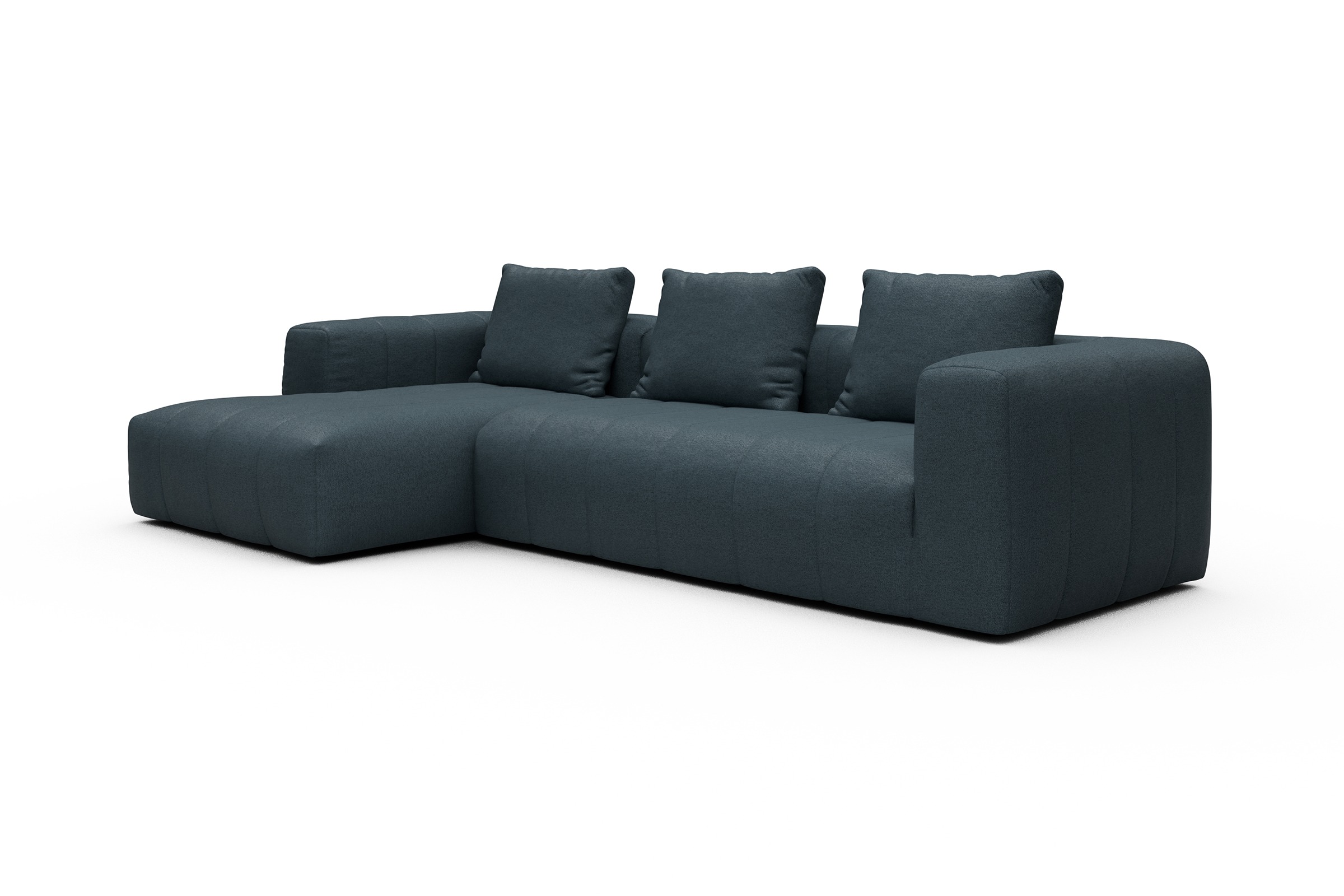 Ecksofa Hugo 2,5-Sitzer Armlehne rechts mit Chaiselongue Denari-Royal-Blue