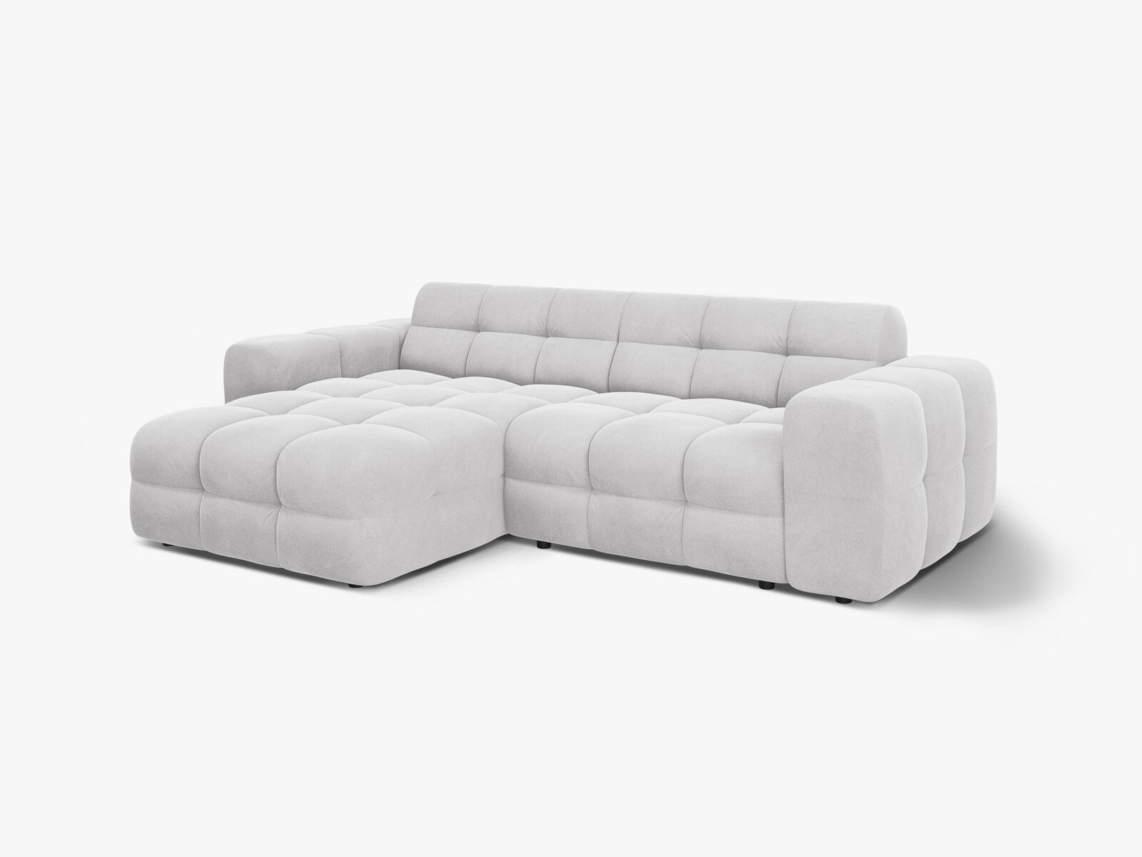 Micadoni Ecksofa Kendal 4-Sitzer Links Samt Magic Velvet Hellgrau