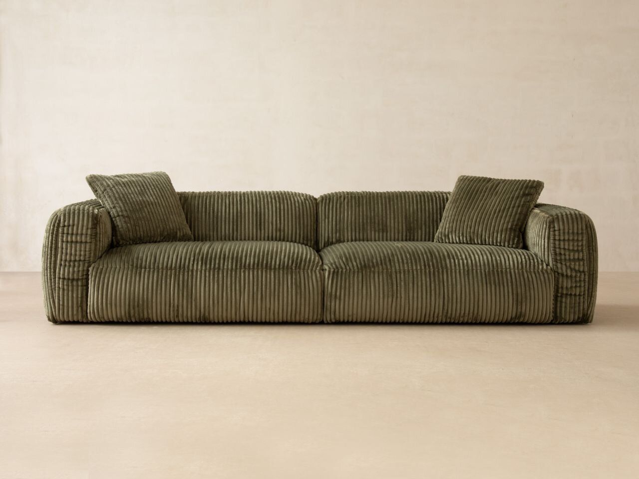 Micadoni Ecksofa Martina 3-Sitzer 90cm Sitztiefe Rechts Kord Tilia Helles Beige