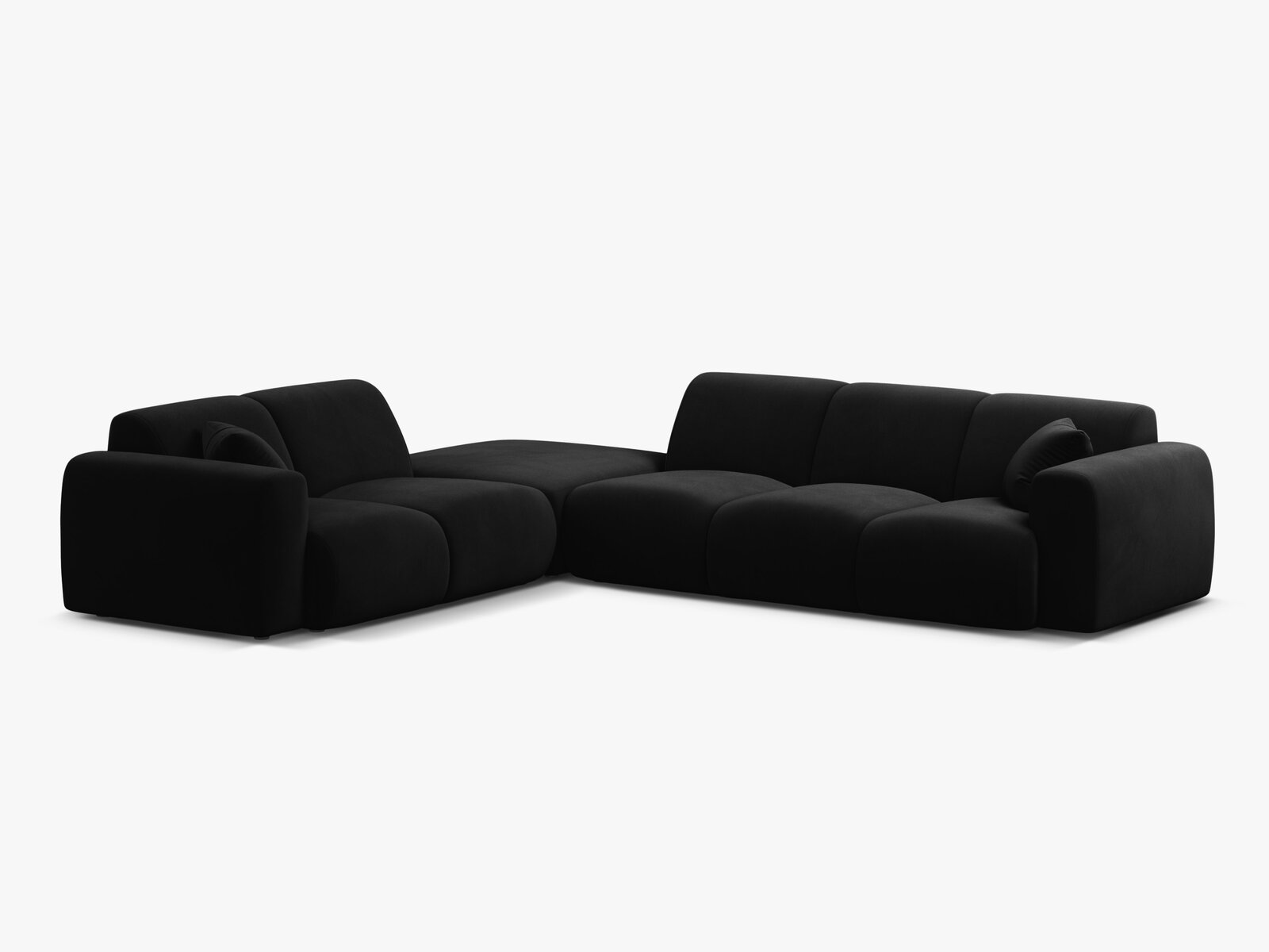 Micadoni Ecksofa Molino 6-Sitzer Links Samt Casino Schwarz
