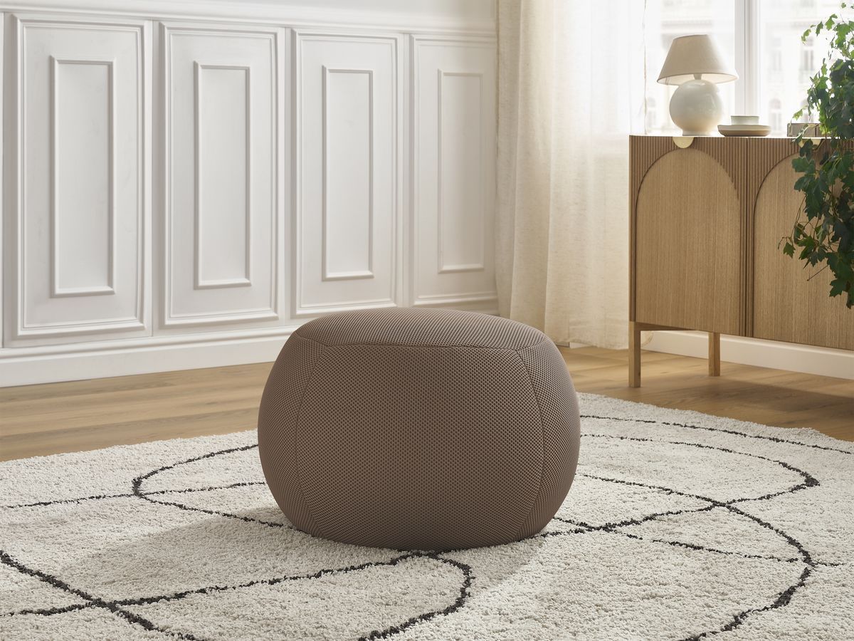 Bobochic Hayden Pouf, rund Mesh-Stoff Braun, 60 cm