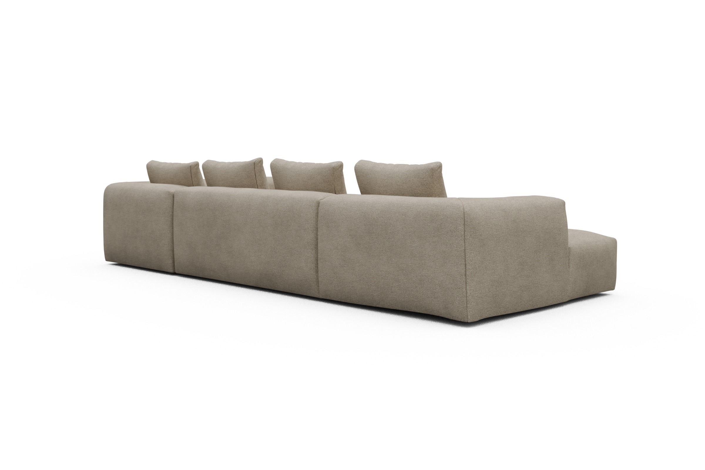 Wohnlandschaft Fred Chaiselongue links mit 2-Sitzer und lange Armlehne rechts Boucle-Belge