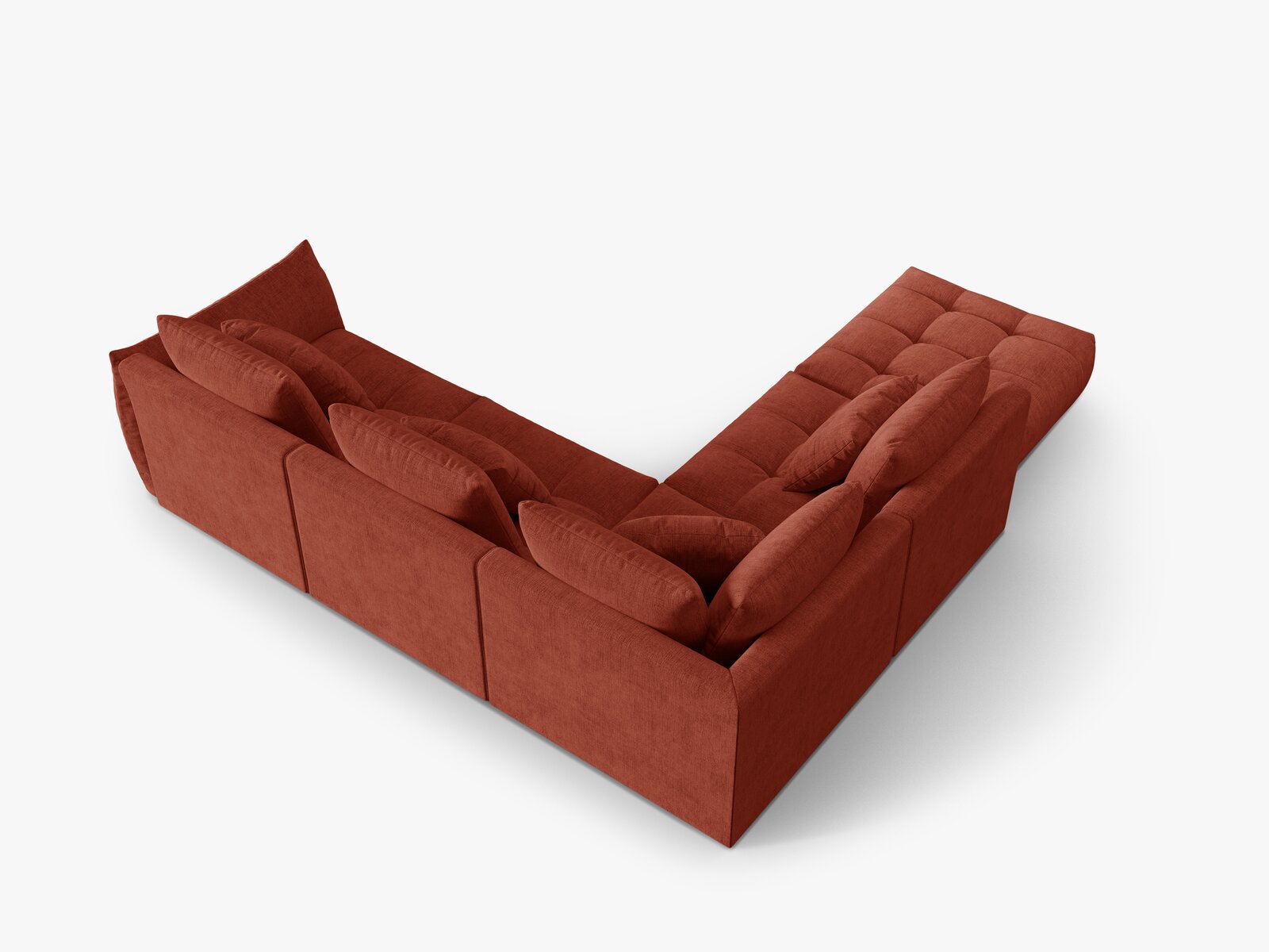 Micadoni Ecksofa Bloom 5-Sitzer Links Strukturierter Stoff Wind Kastanienbraun