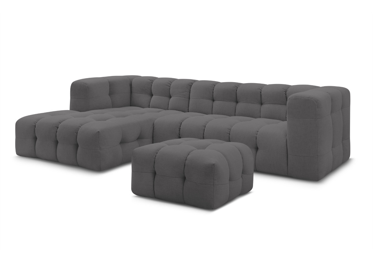 Bobochic Cloud Ecksofa mit Pouf 288 × 184 cm Stoff Dunkelgrau Ecke links