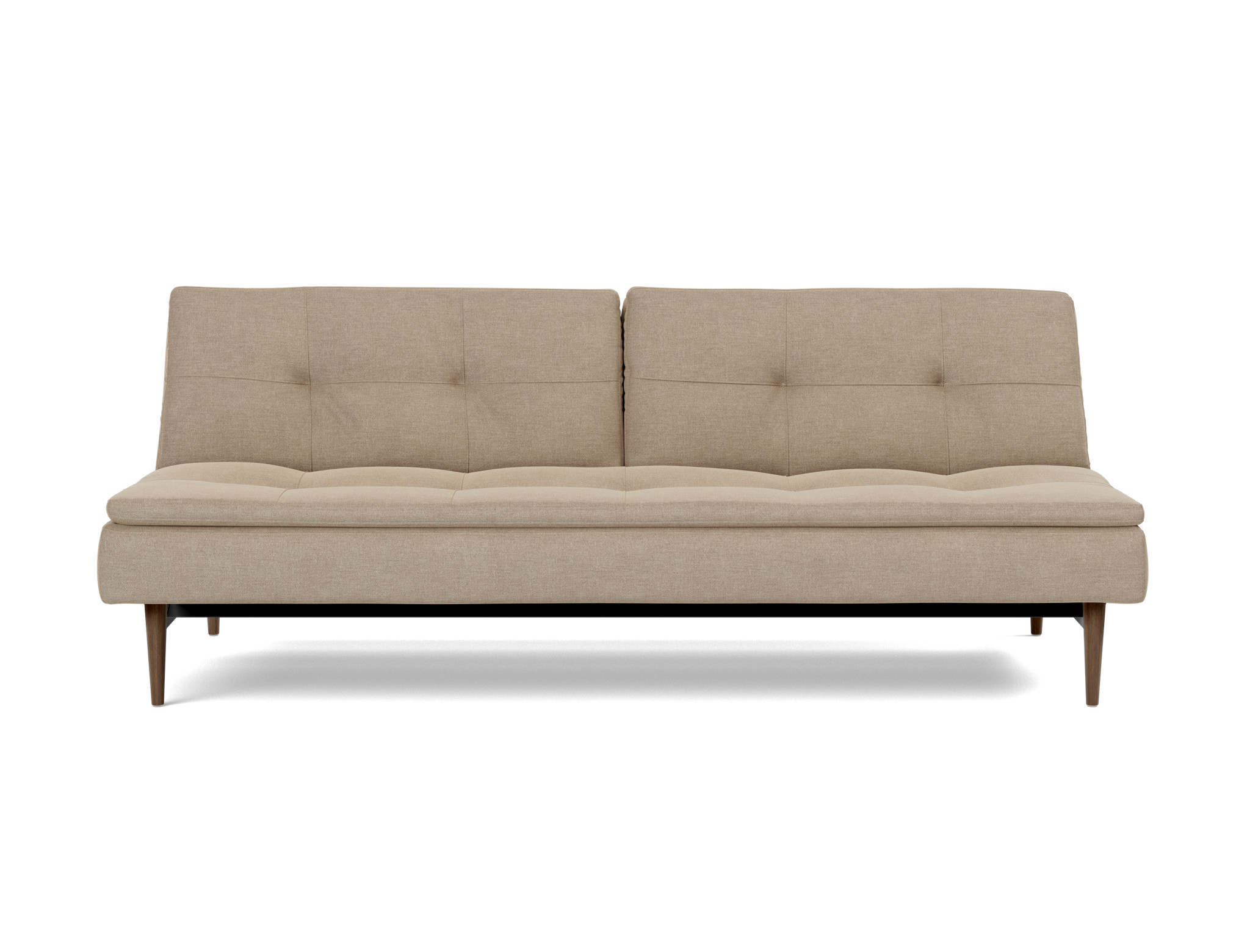 Schlafsofa Dublexo Flachgewebe Phobos 587-Mocha Beine Styletto Eiche dunkel
