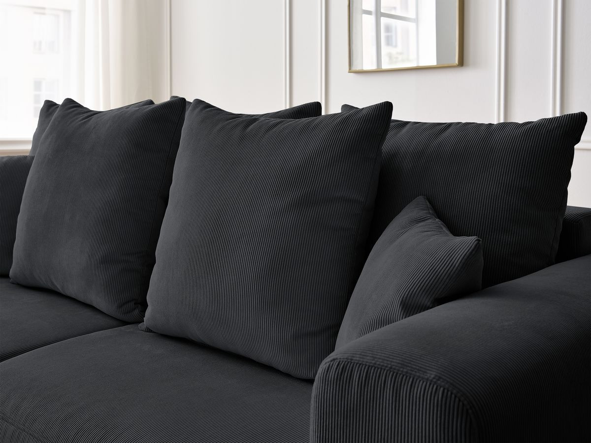 Bobochic Sidonie Sofa 3-Sitzer Cordsamt Schwarz
