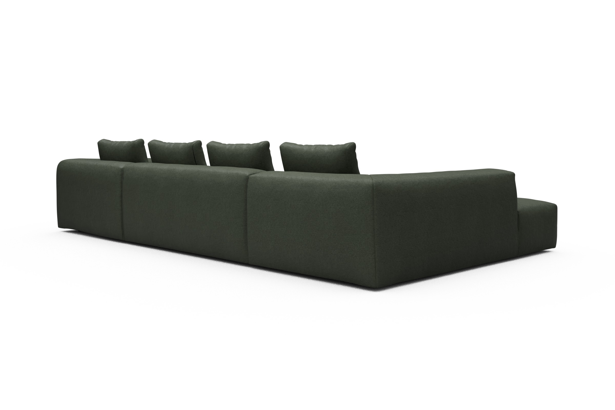 Wohnlandschaft Fred Relax-Ecke links mit 2-Sitzer und Chaiselongue rechts Denari-Forest-Green