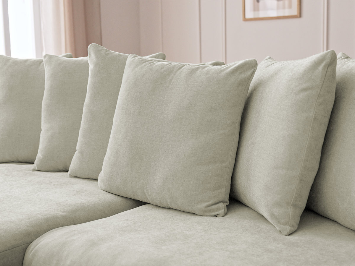 Bobochic Enore Ecksofa mit Pouf Stoff Beige Ecke links