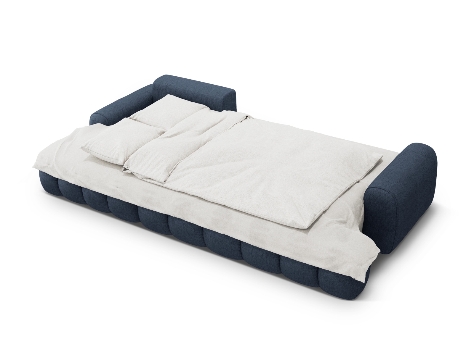 Cosmopolitan Design Ecksofa Linz 3-Sitzer mit Schlaffunktion Strukturierter Stoff Sorella Dunkelblau Links
