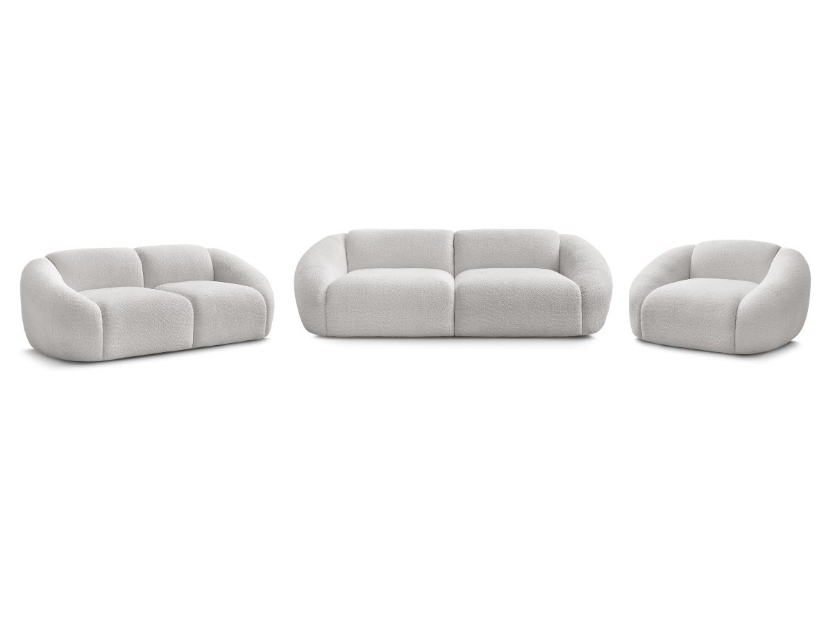 Bobochic Tina Sofa 6-Sitzer Bouclé-Stoff Hellgrau