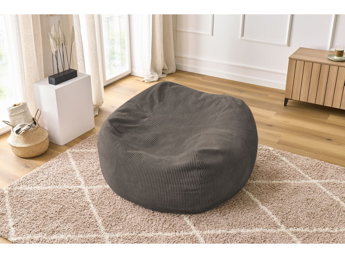 Bobochic Voltaire Pouf 120 × 70 cm Cordsamt Taupe