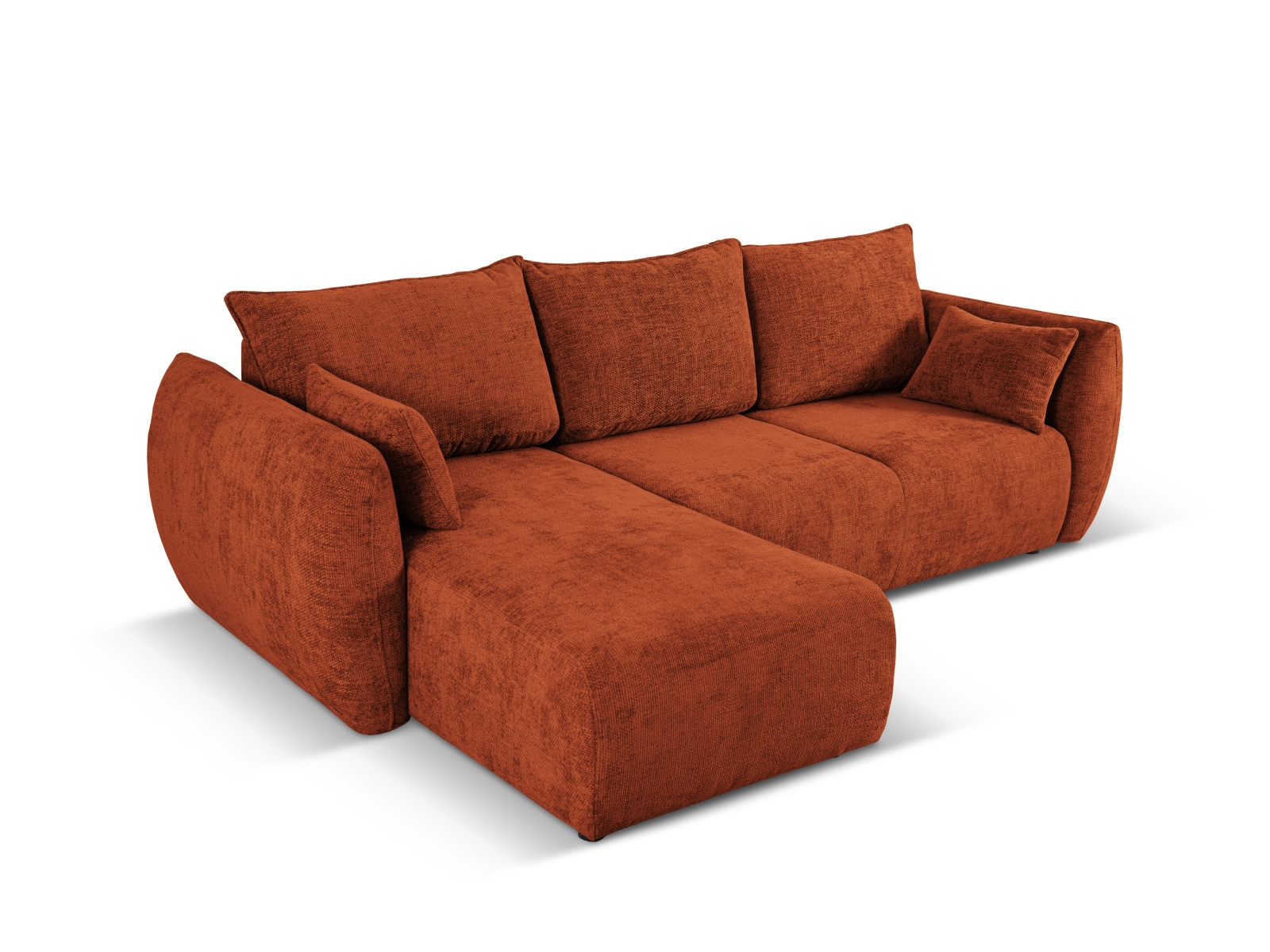 Cosmopolitan Design Ecksofa Matera 4-Sitzer mit Schlaffunktion Chenille Eden Ziegel Links