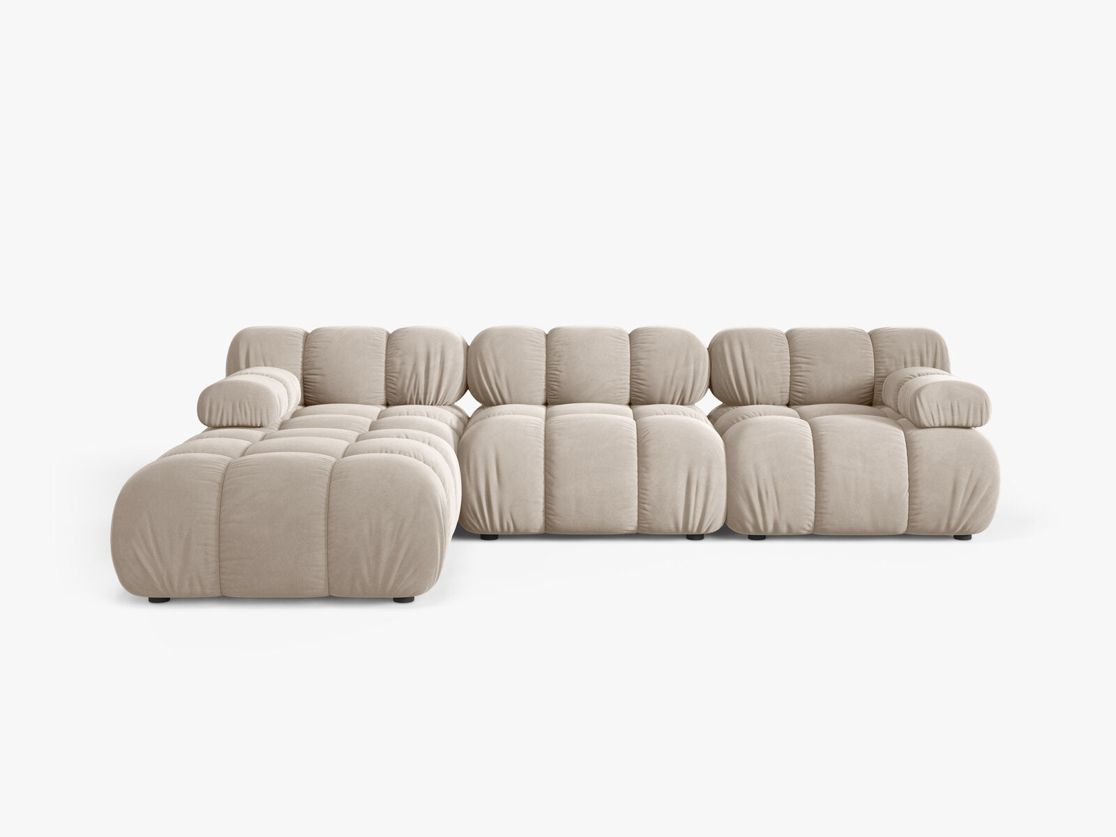 Micadoni Modulares Sofa Bellis 4-Sitzer mit flachem Modul Samt Bluvel Dunkelbeige